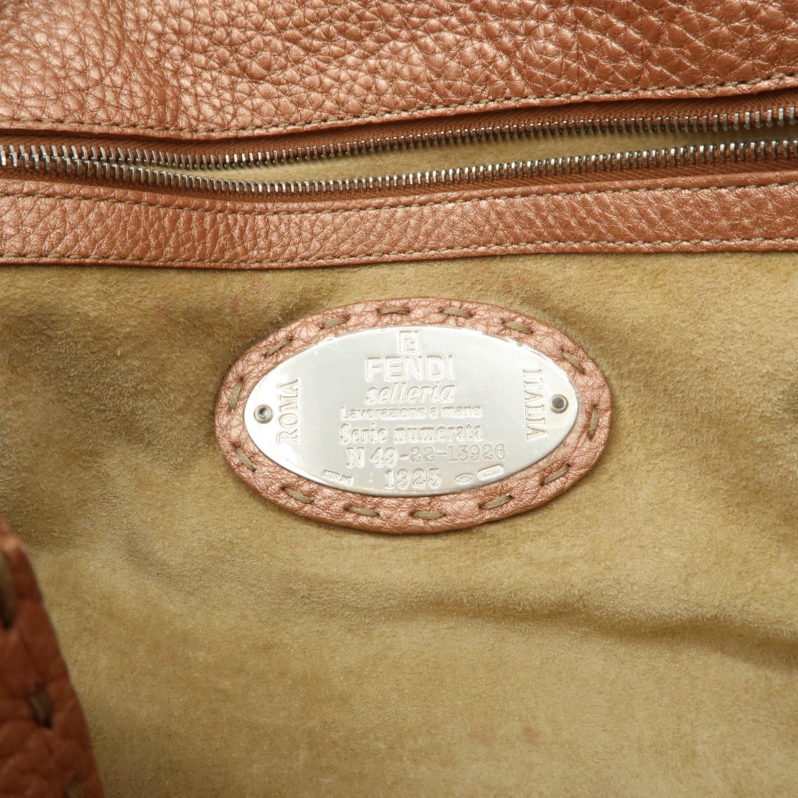 FENDI Selleria Leather Mini Linda Hand Bag Pink Silver Hardware 8BR458 Used