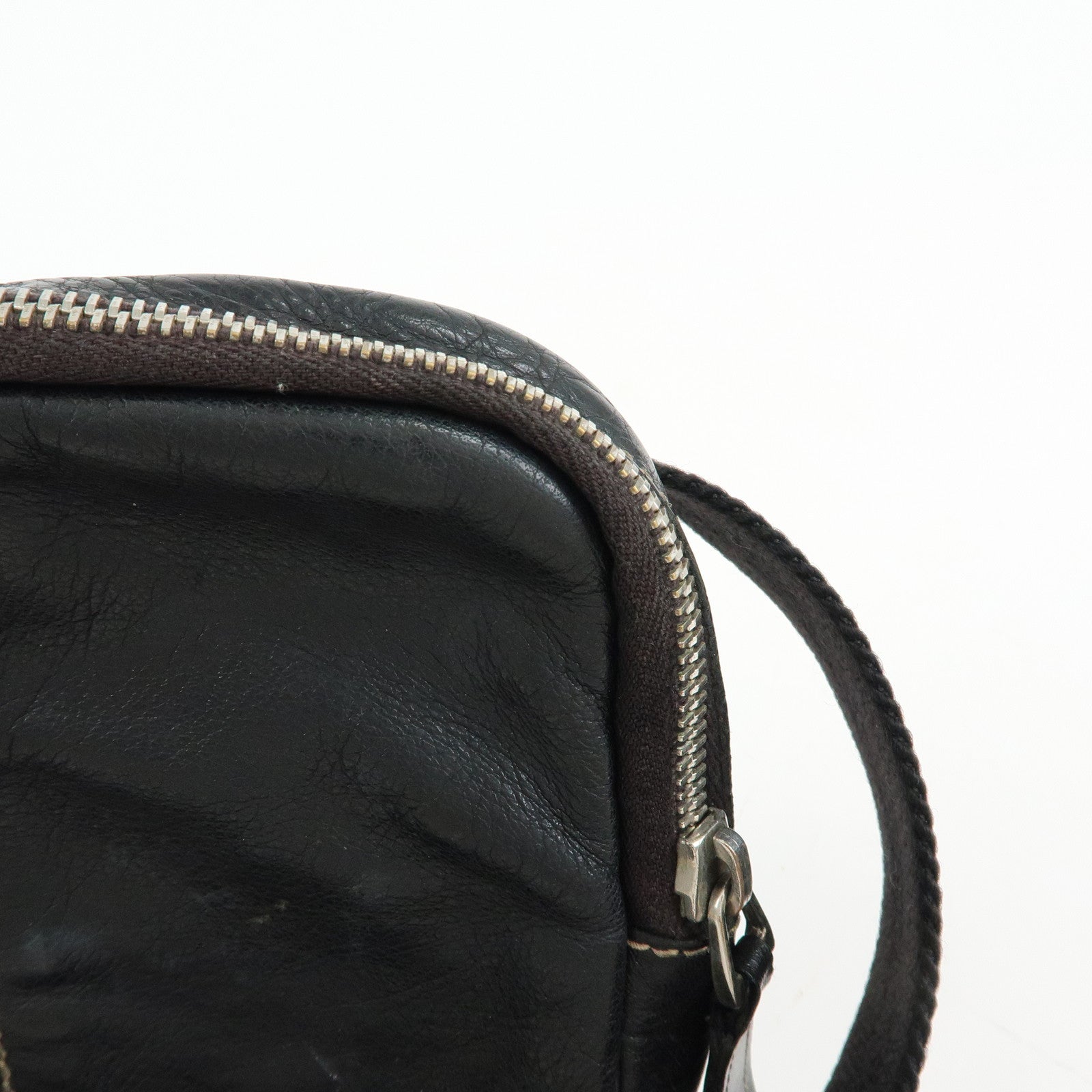 GUCCI Leather Waist Pouch Body Bag Crossbody Bag Black 201846