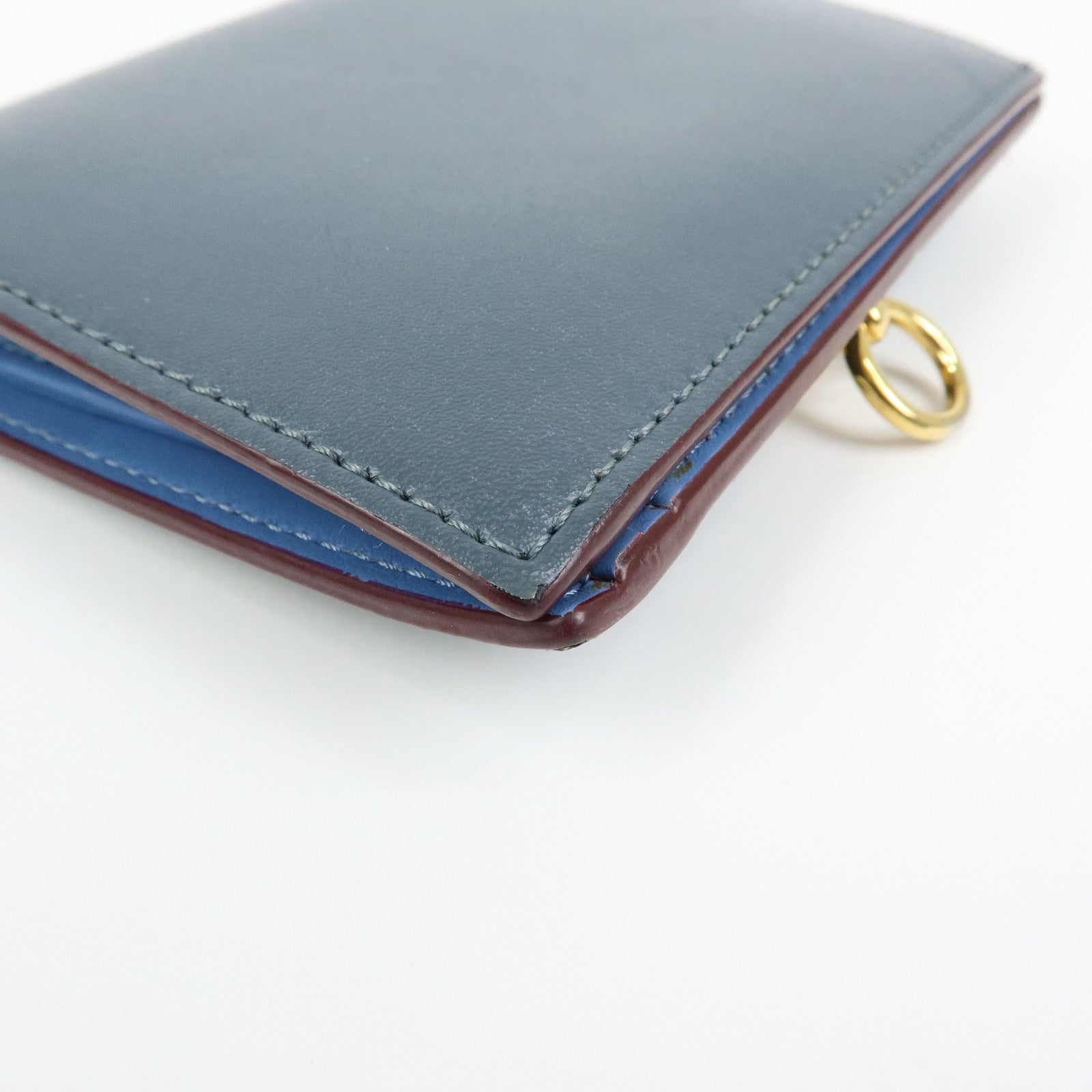 FENDI F is FENDI Leather Bi-fold Compact Wallet Gray 8M0387