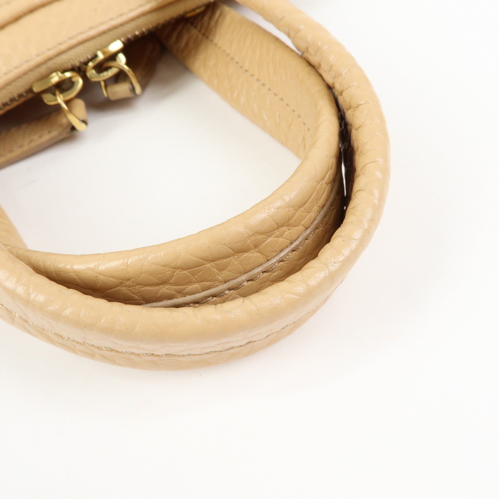 FENDI Chameleon Leather Hand Bag Tote Bag Beige 8BL114