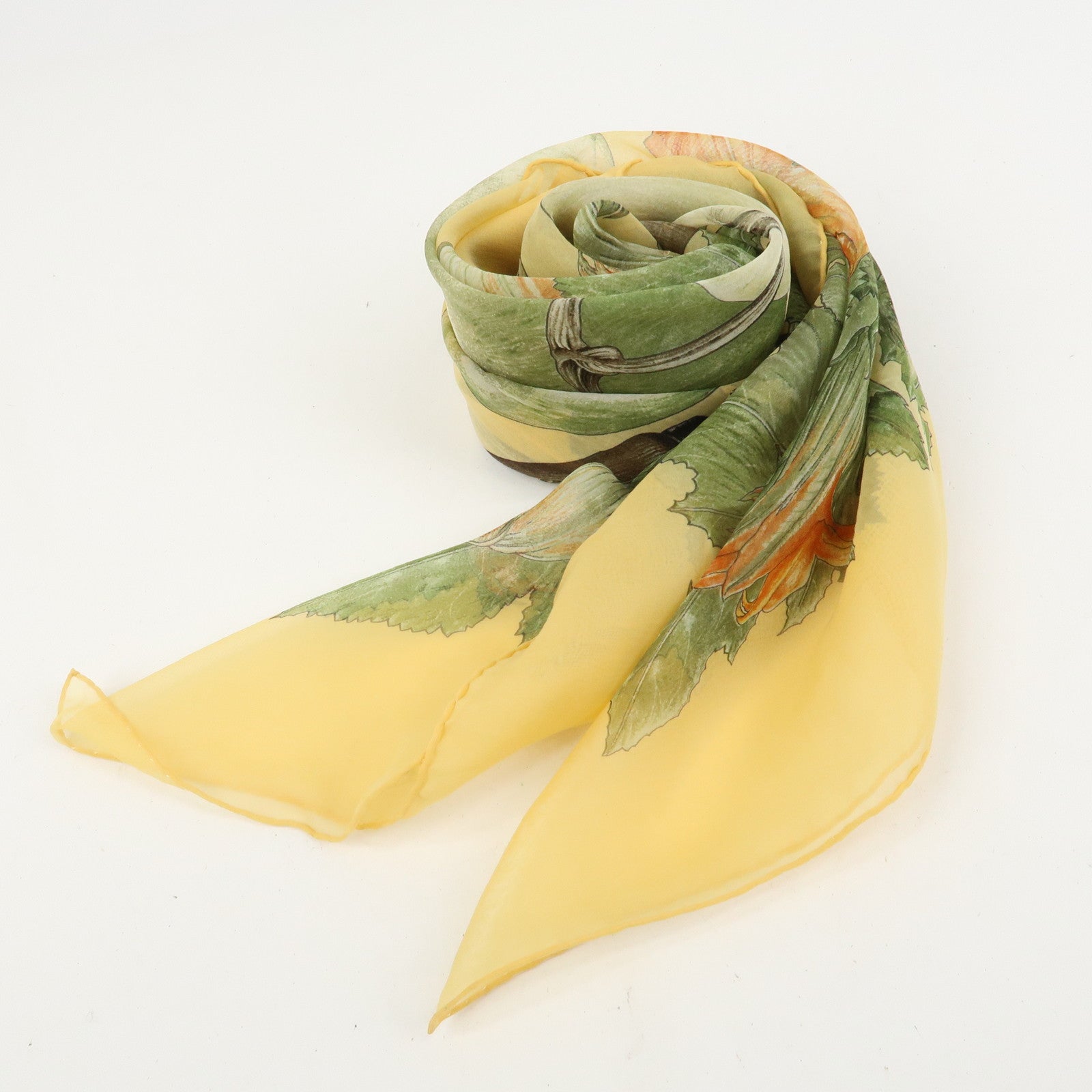 HERMES Carre 90 Silk 100% CITROUOILLES ET COLOWUINTES Pumpkin Scarf