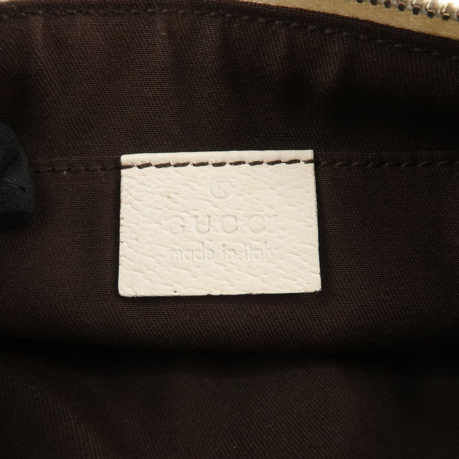 GUCCI Bamboo GG Canvas Leather Cosmetic Pouch Clutch Beige 159913