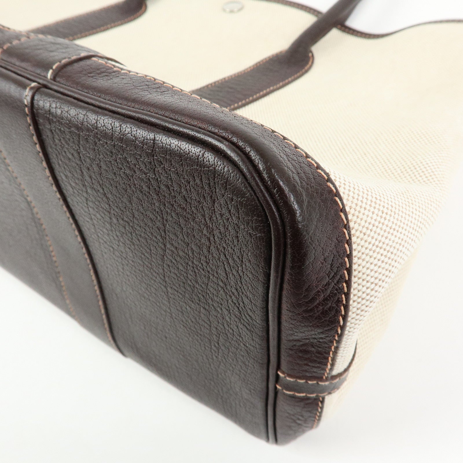 HERMES Toile Ash Canvas Negonda Garden Party PM Tote Bag □H Stamped