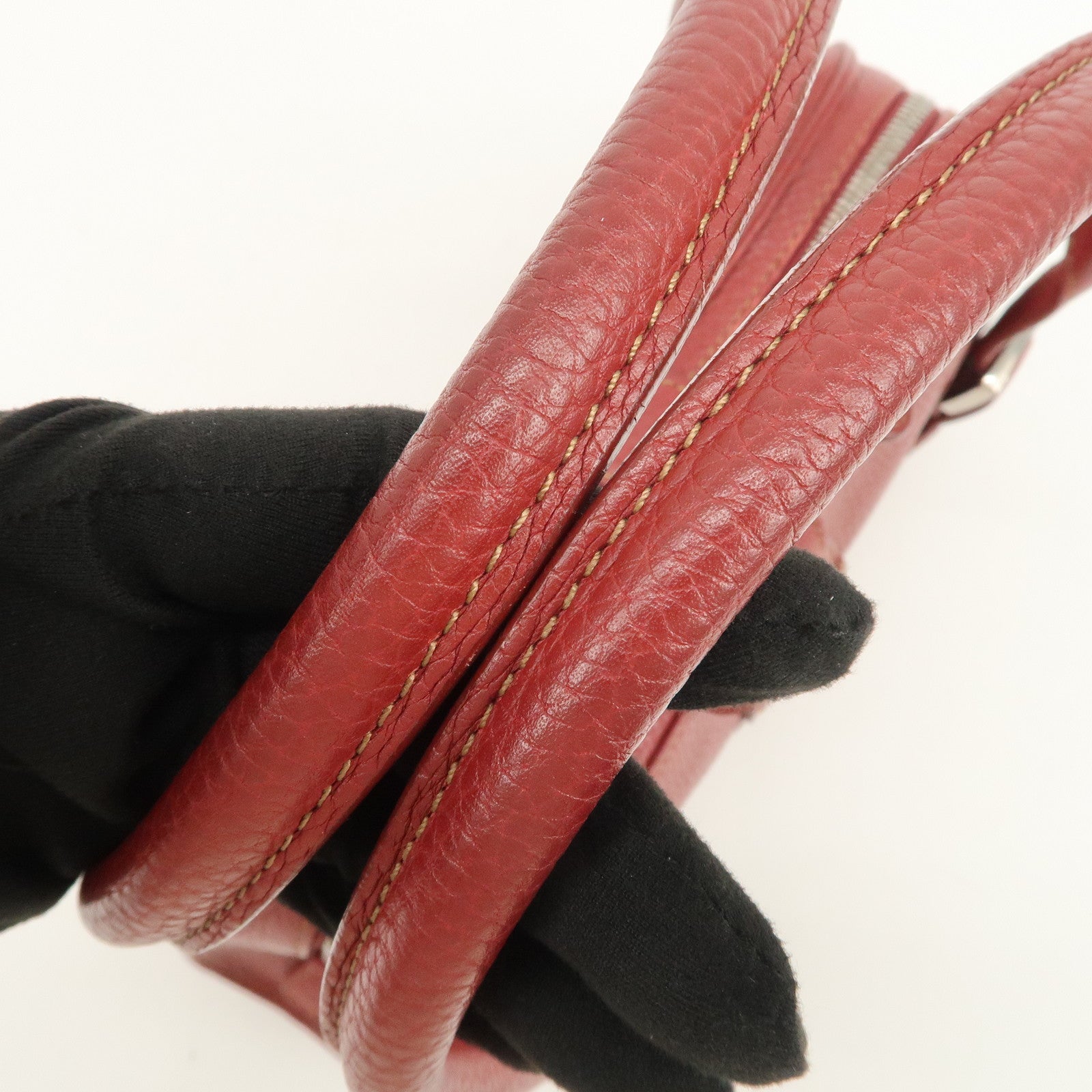 LOEWE Senda Leather Shoulder Bag Hand Bag Red