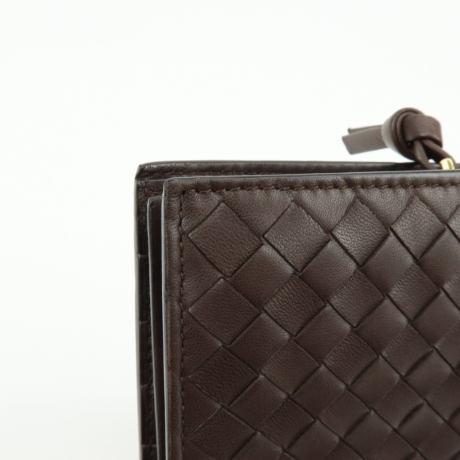 BOTTEGA VENETA Intrecciato Leather Bi-fold Long Wallet Brown 114074