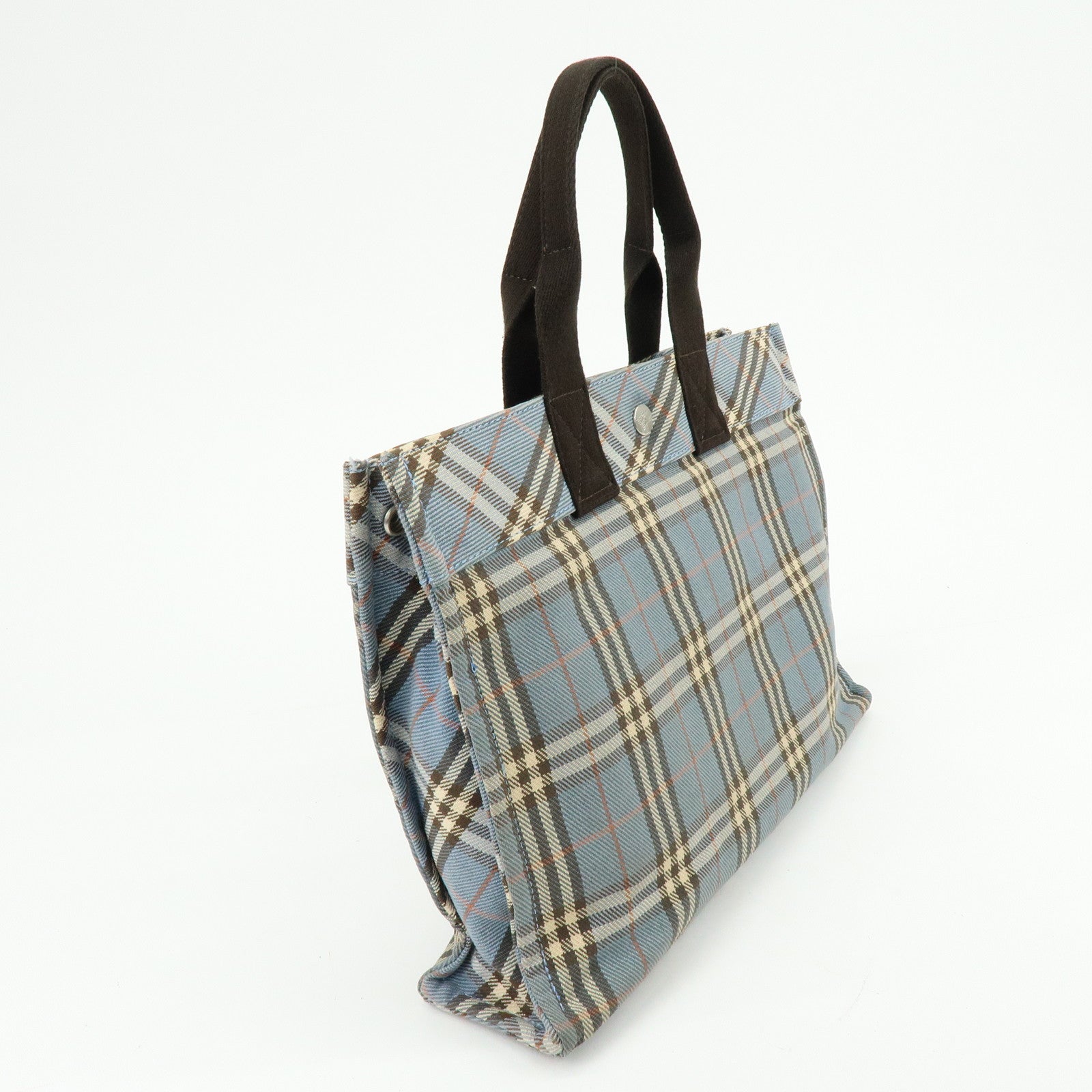 BURBERRY Blue Label Canvas Tote Bag Shoulder Bag Blue Brown