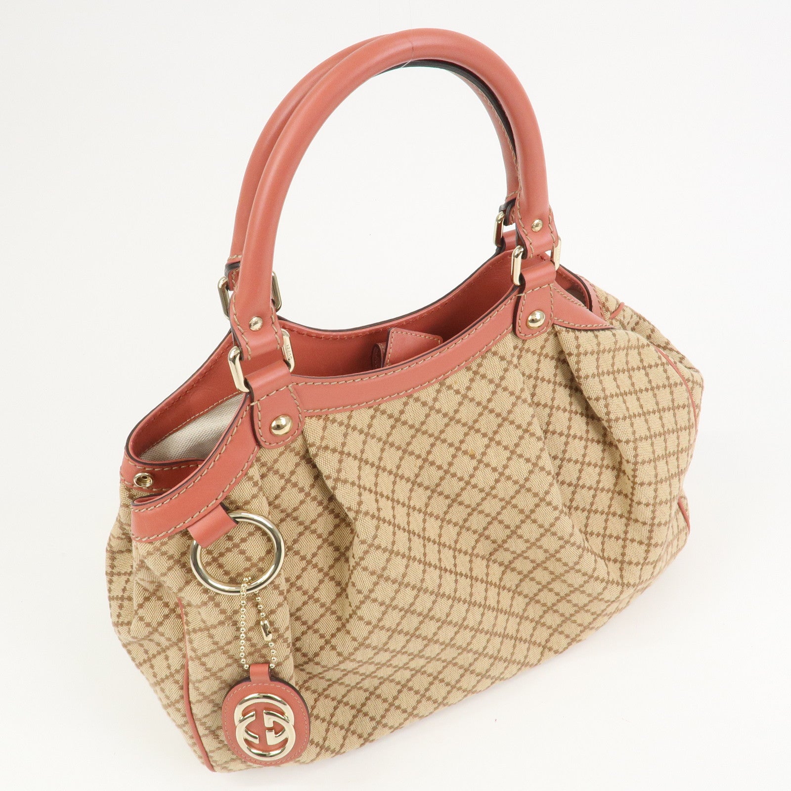 GUCCI Diamante Sukey Interlocking G Tote Bag Hand Bag Brown 211944