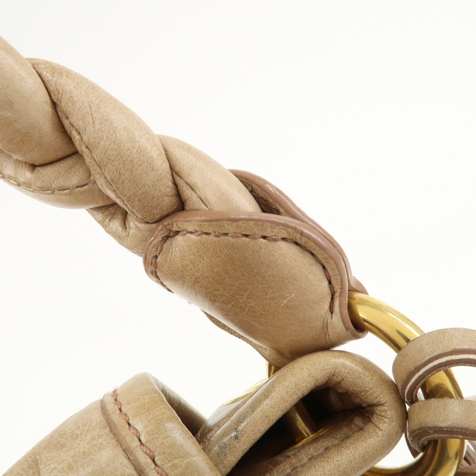 MIU MIU Matelasse Leather Hand Bag Light Brown RR1300