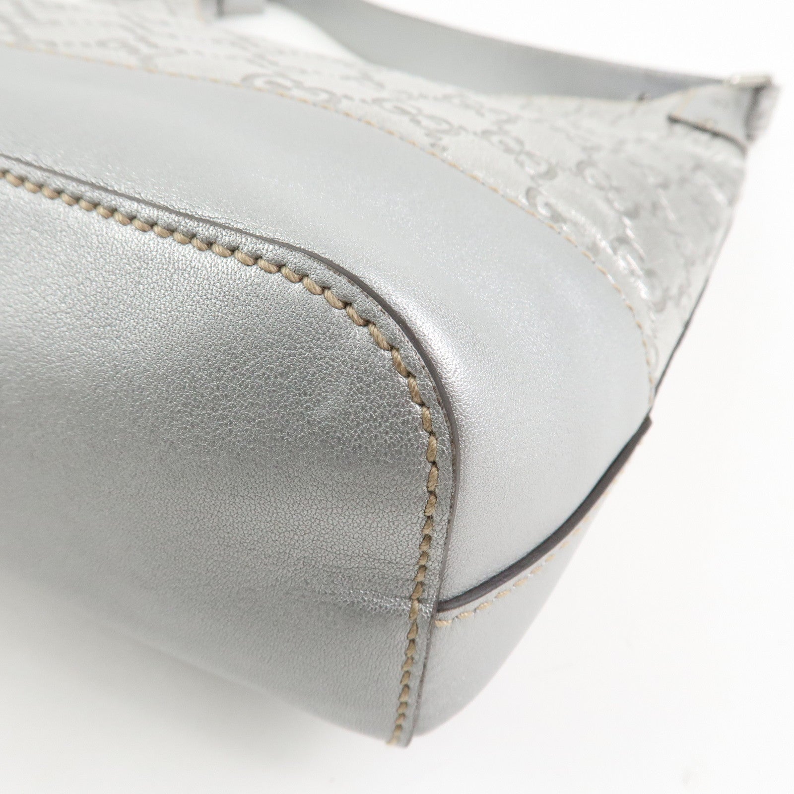 GUCCI Guccissima Leather Shoulder Bag Hand Bag Silver 239379