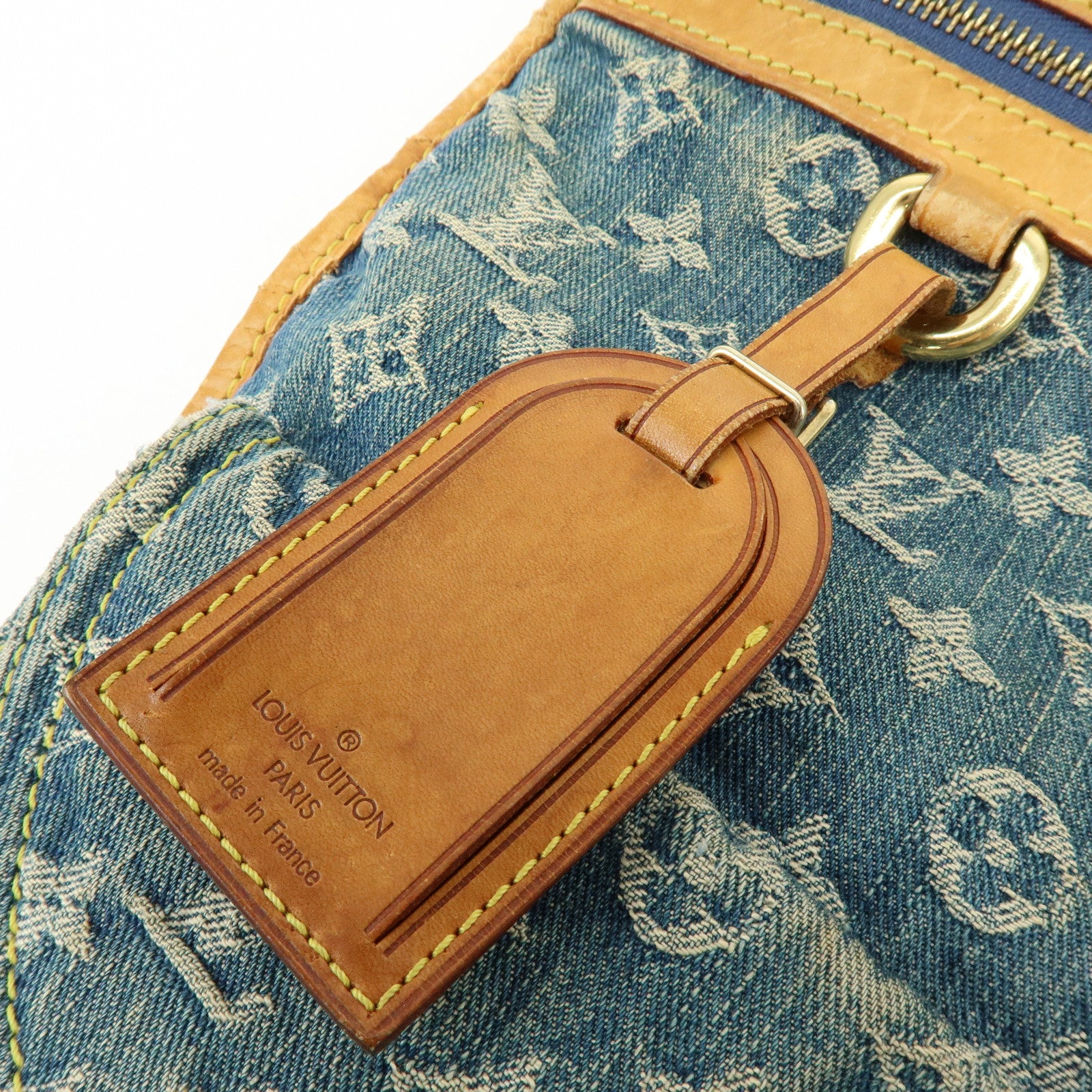 Louis Vuitton Monogram Denim Flat Shopper Tote Bag Blue M95018