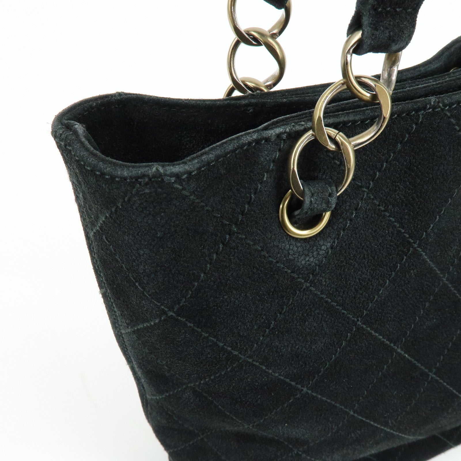 CHANEL Matelasse COCO Mark Suede Tote Bag Shoulder Bag Black