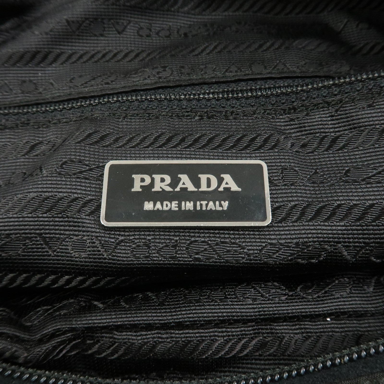 PRADA Triangle Logo Nylon Leather Shoulder Bag Hand Bag Black