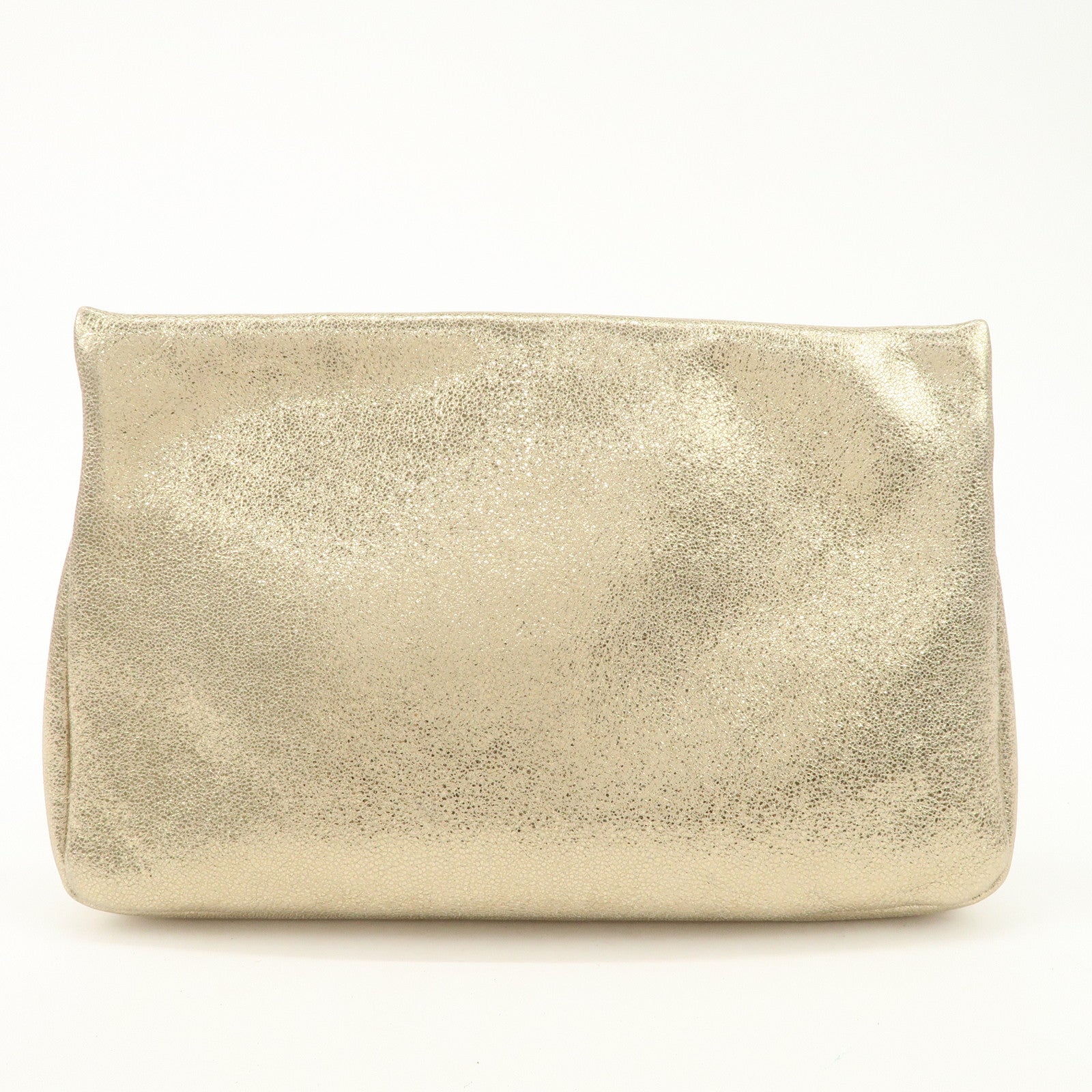 JIMMY CHOO Star Studs Leather Clutch Bag Gold Used