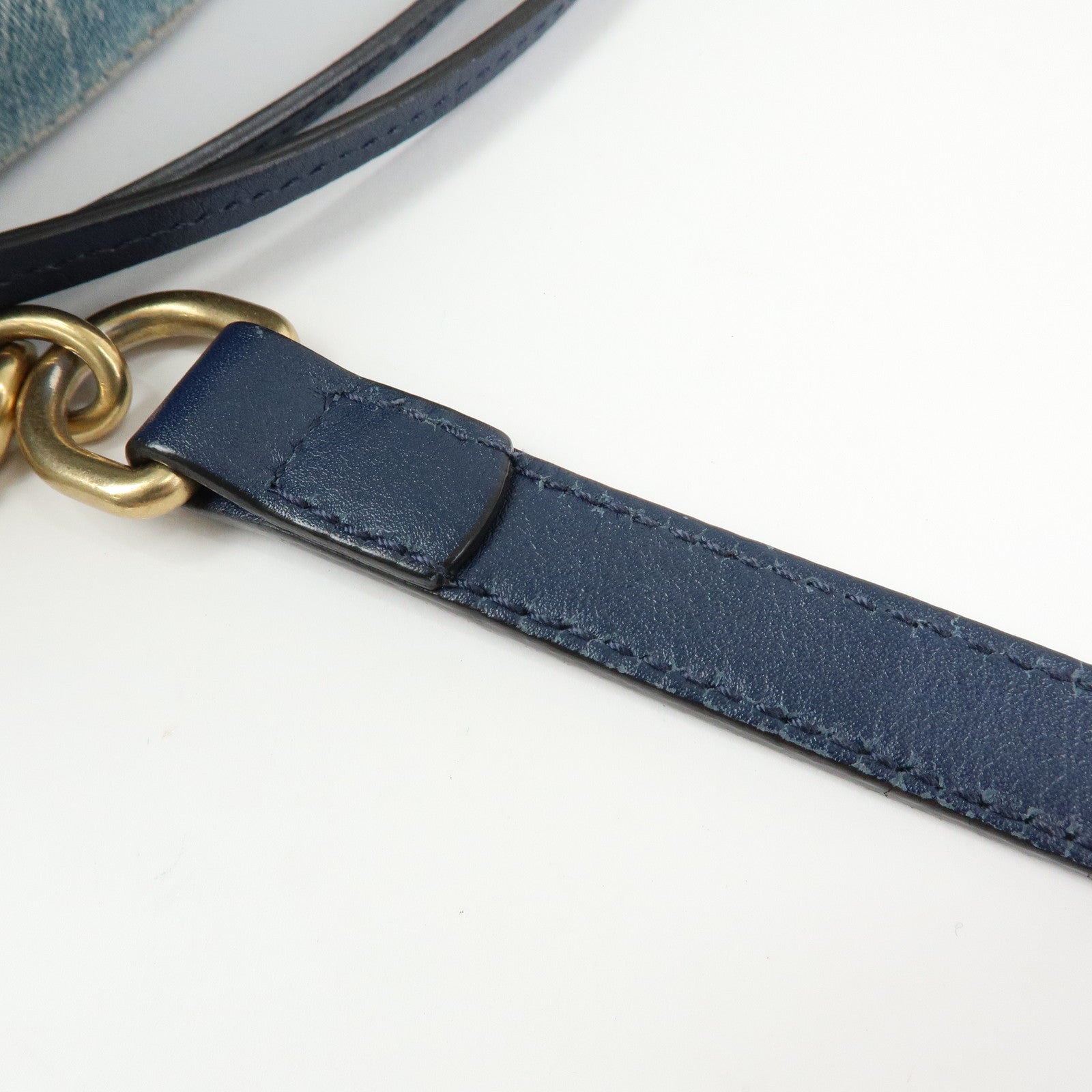 GUCCI GG Marmont Denim Leather Shoulder Bag Indigo Blue 447632