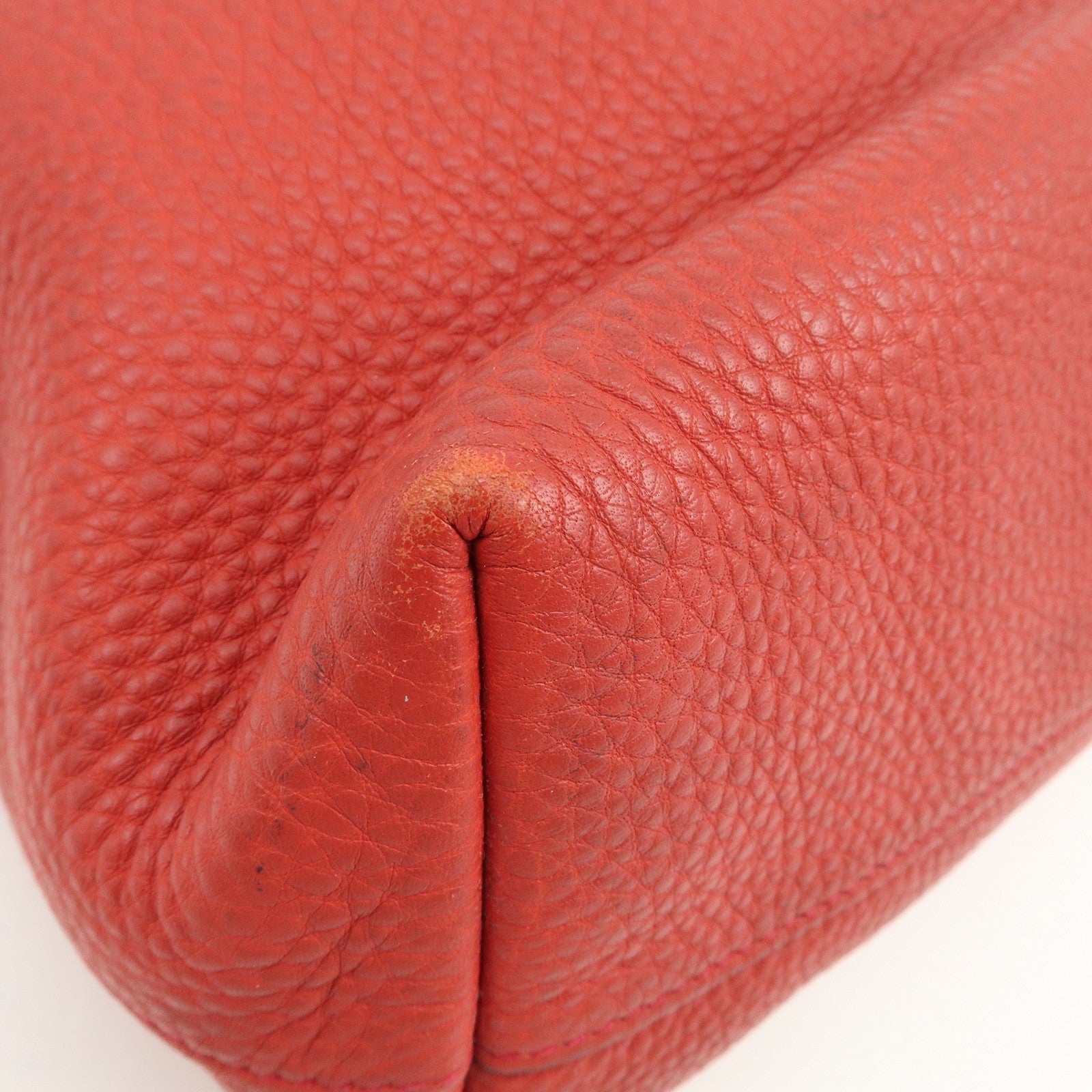 PRADA Triangle Logo Leather 2Way Tote Bag Shoulder Bag Red BN1713