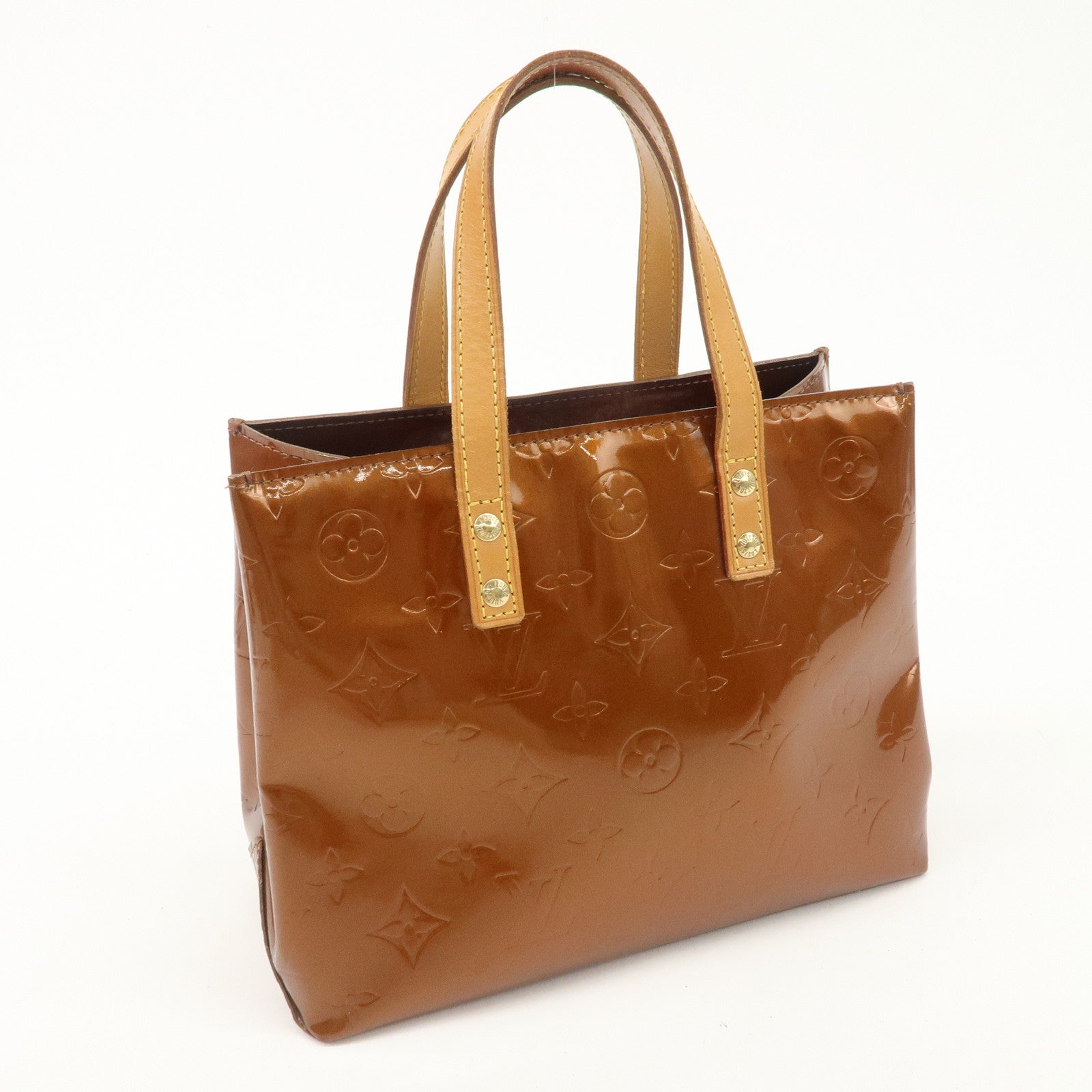 Louis Vuitton Monogram Vernis Lead PM Hand Bag Bronze M91146 Used