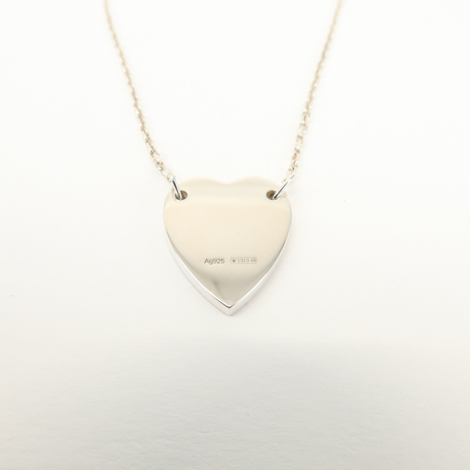 GUCCI Logo Heart Pendant Necklace SV925 Silver 223512