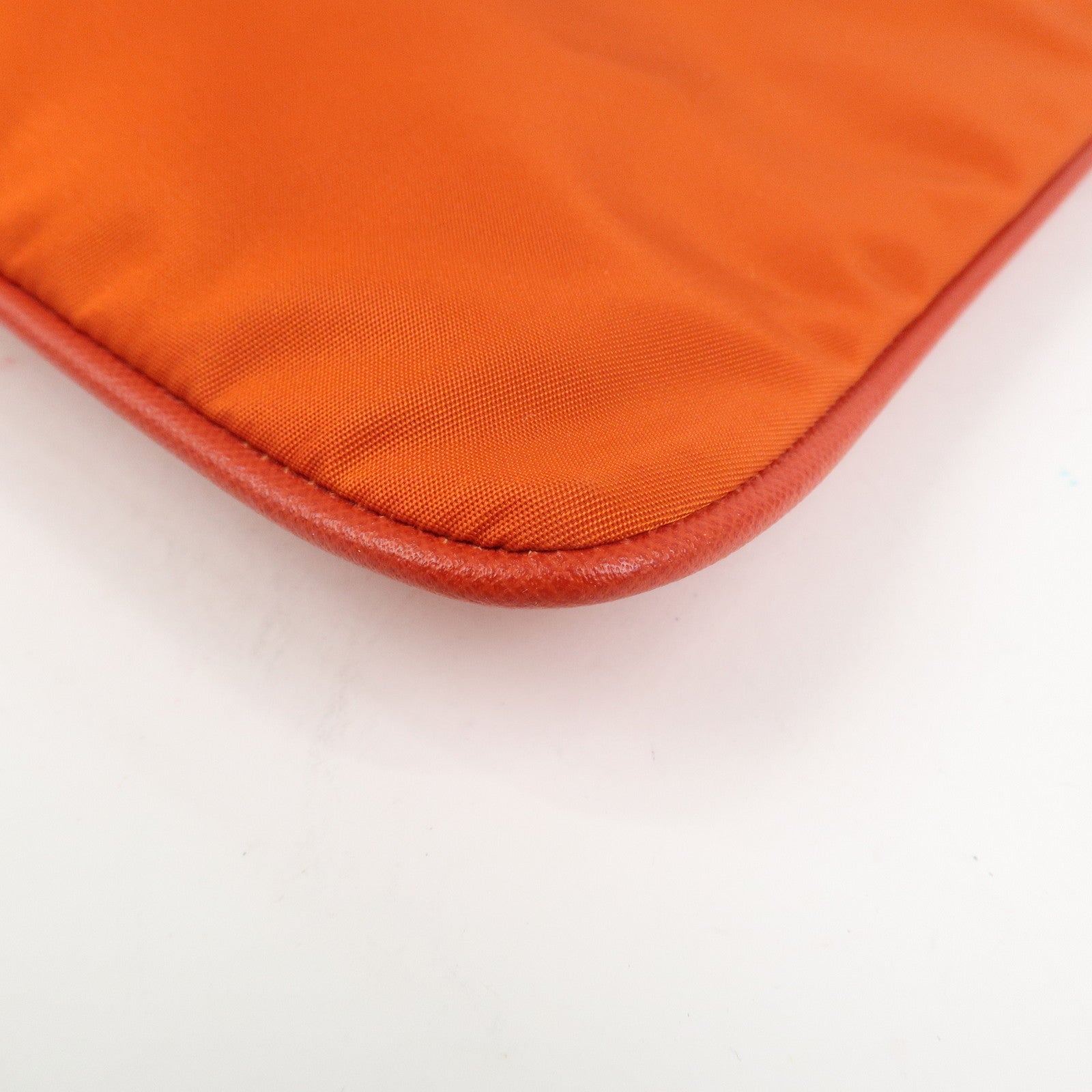 PRADA Triangle Logo Nylon Saffiano Leather Shoulder Bag Orange