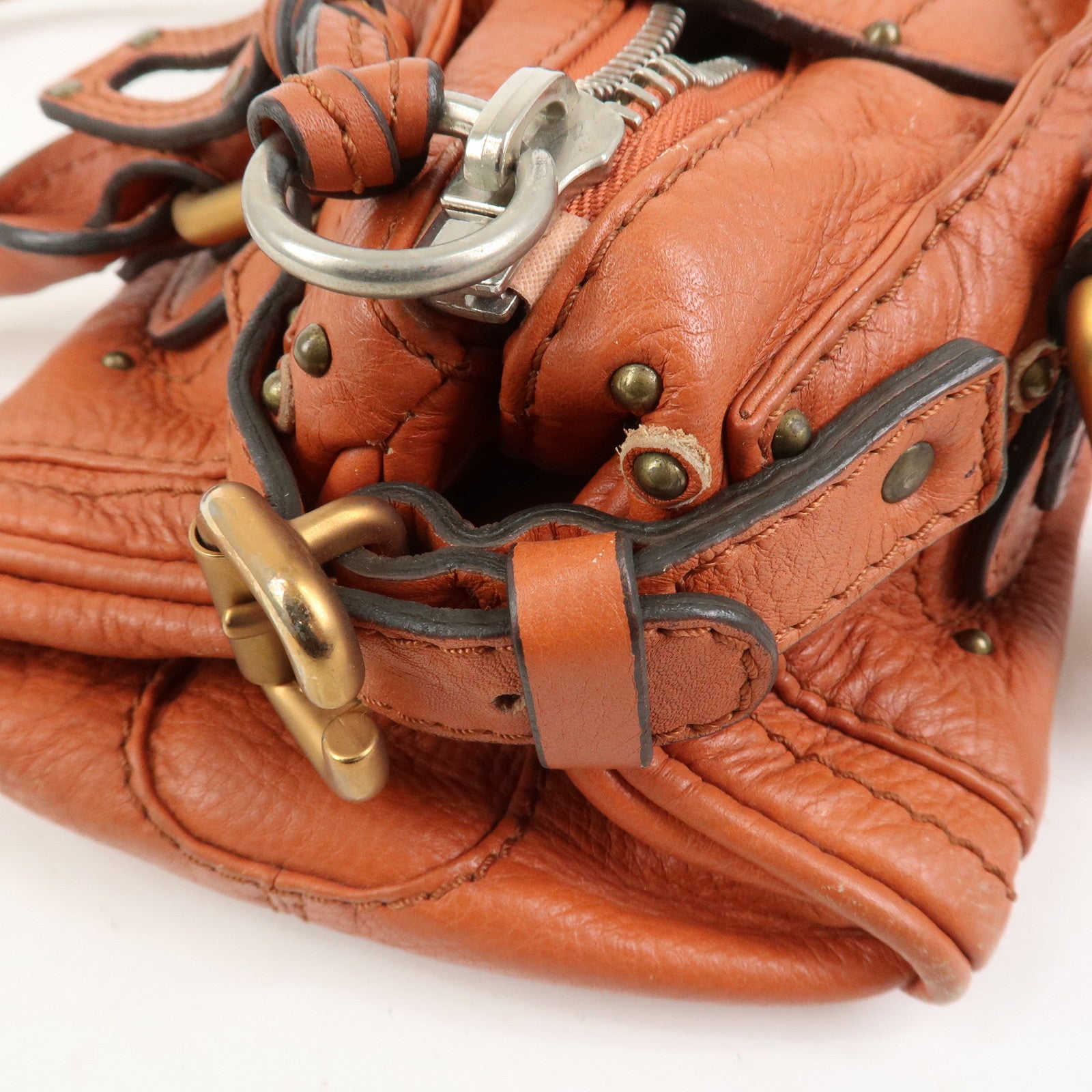 Chloe Paddington Leather Hand Bag Shoulder Bag Orange