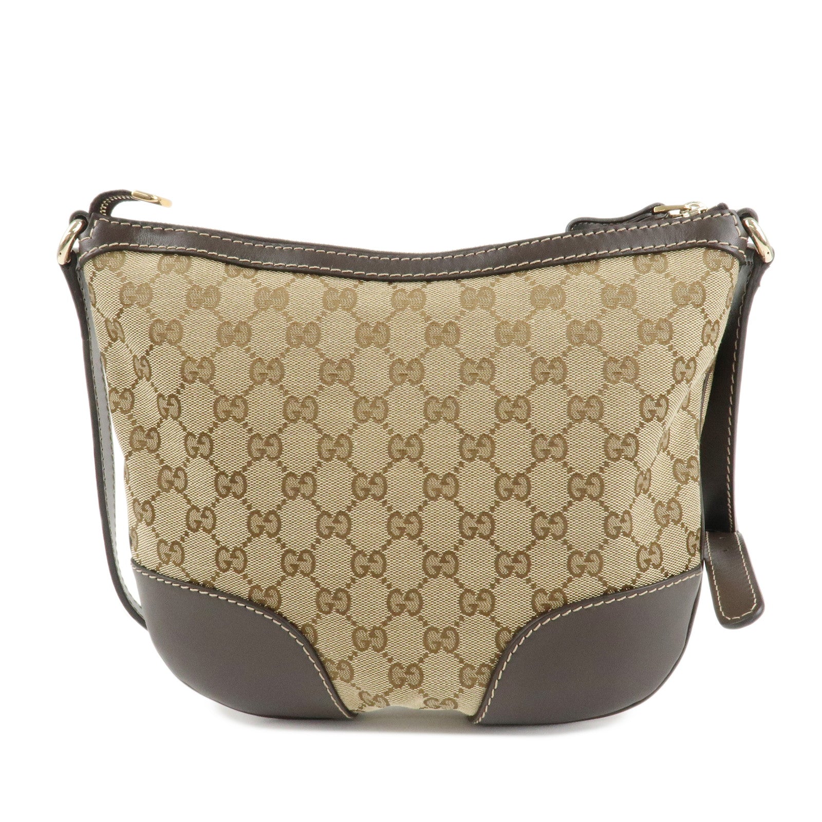 GUCCI Lovely Heart GG Canvas Leather Shoulder Bag Dark Brown 257072 Used