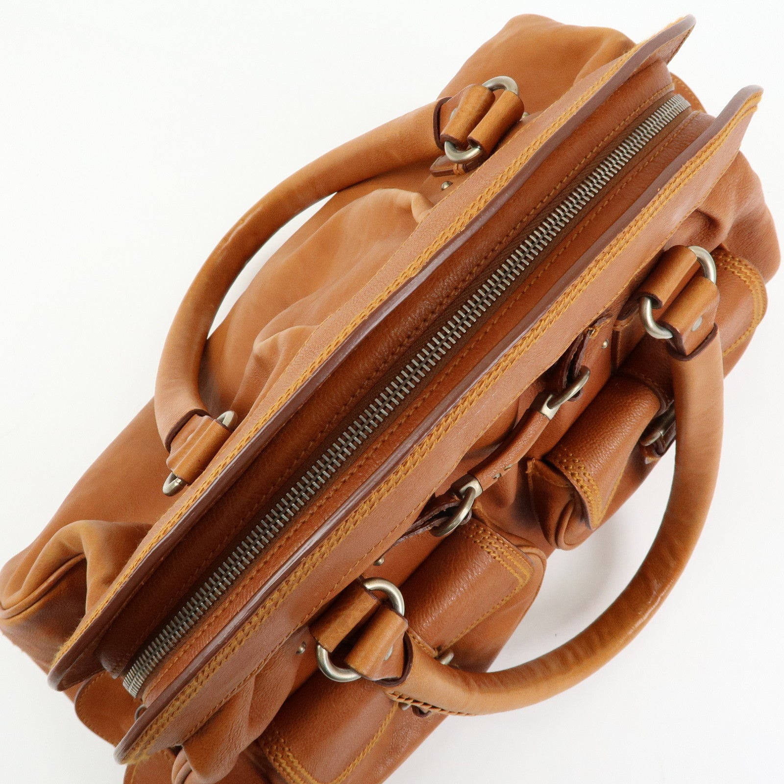 Christian Dior Leather Hand Bag Boston Bag Doctor's Bag Brown