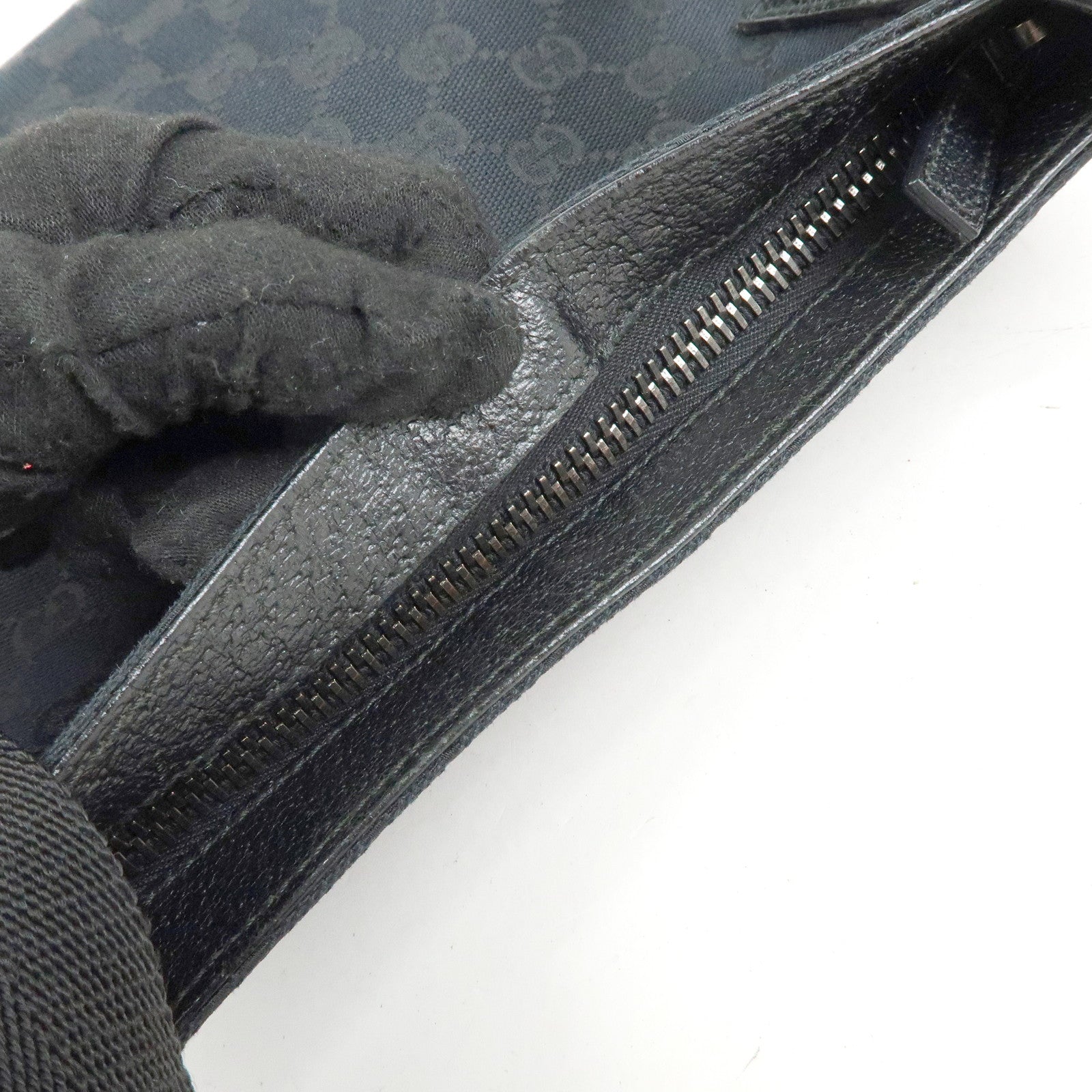 GUCCI GG Canvas Leather Shoulder Bag Crossbody Bag Black 122793