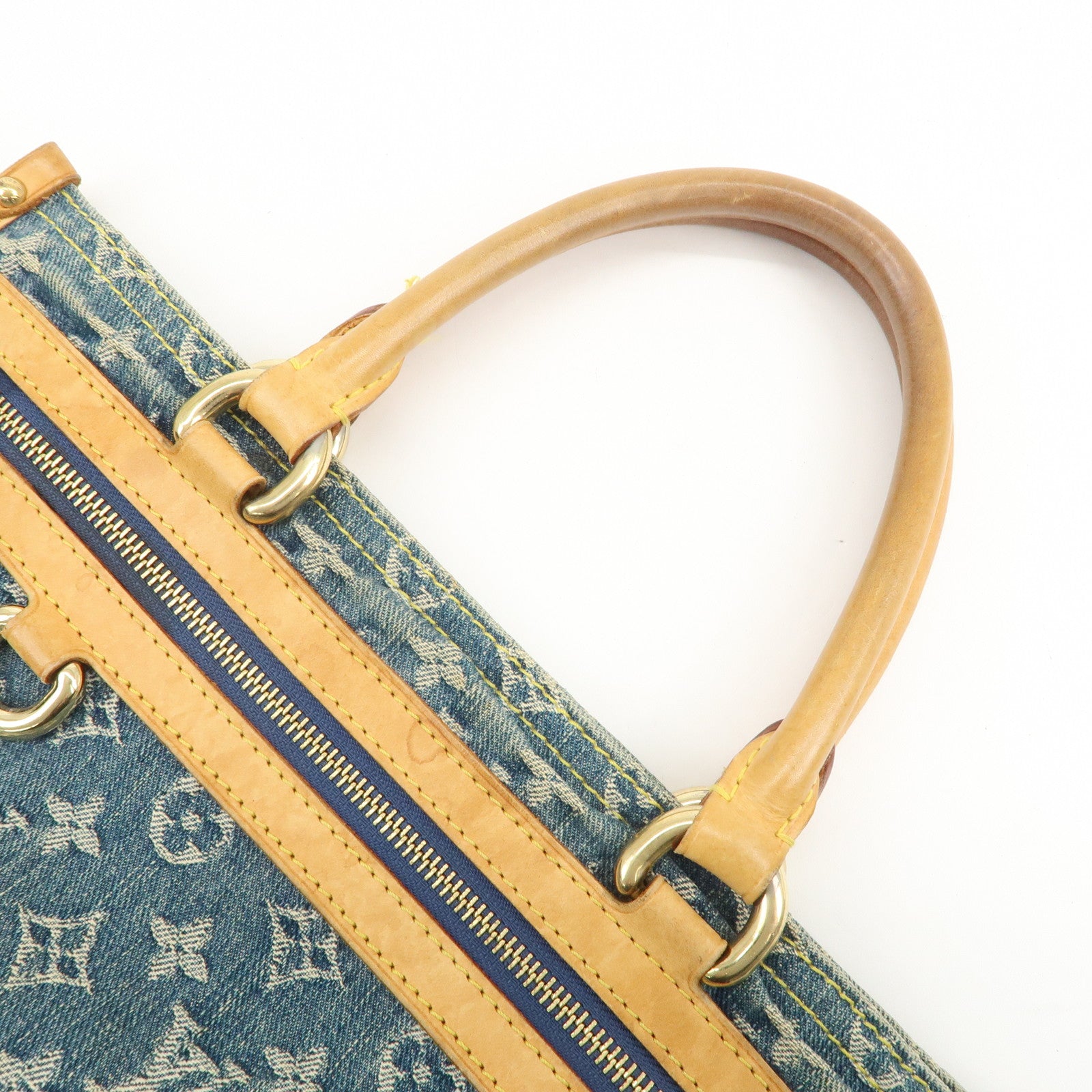 Louis Vuitton Monogram Denim Flat Shopper Tote Bag Blue M95018