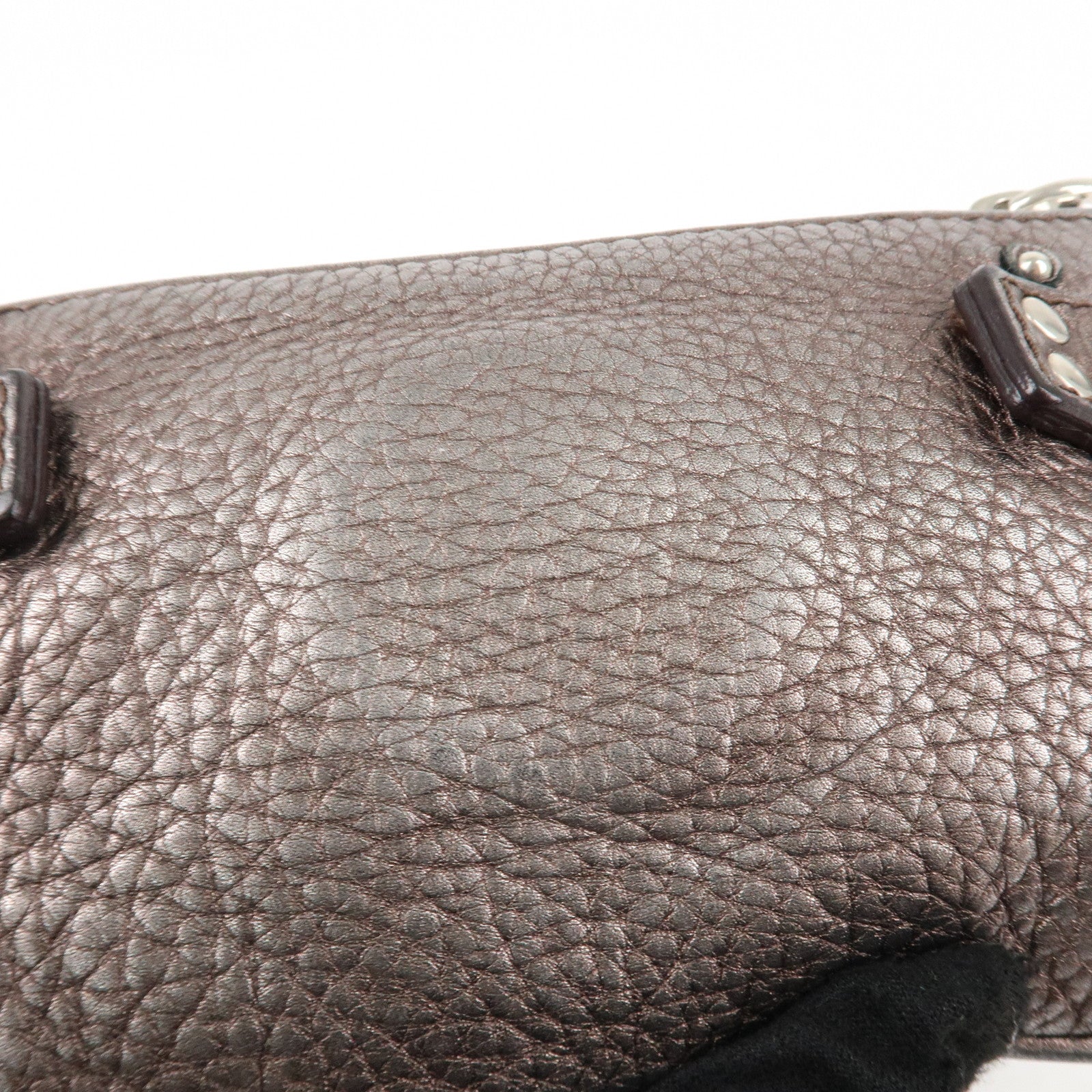 Chloe Paddington Leather Mini Bag Pouch Metallic Silver Used