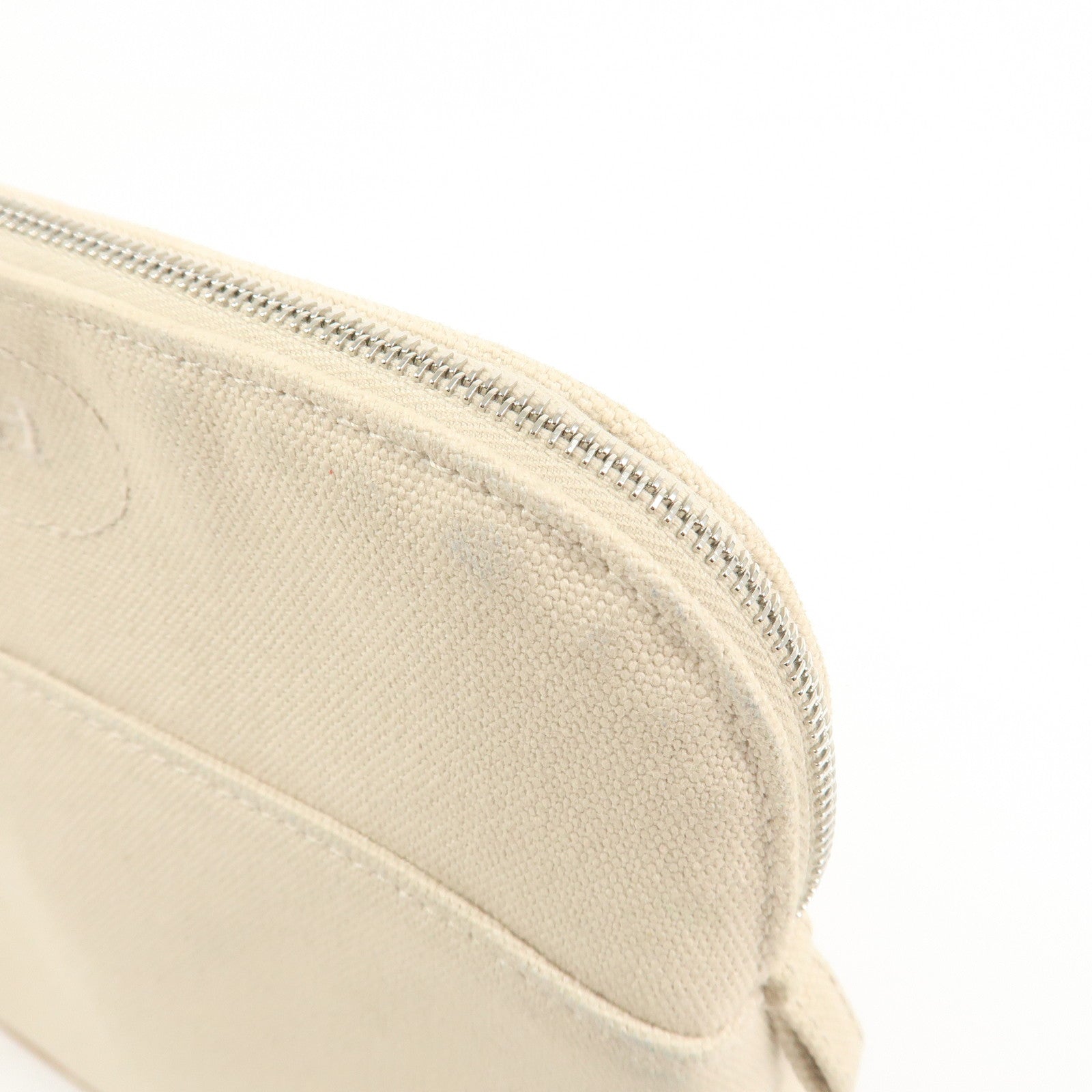 HERMES Bolide Mini Cotton Leather Pouch Natural