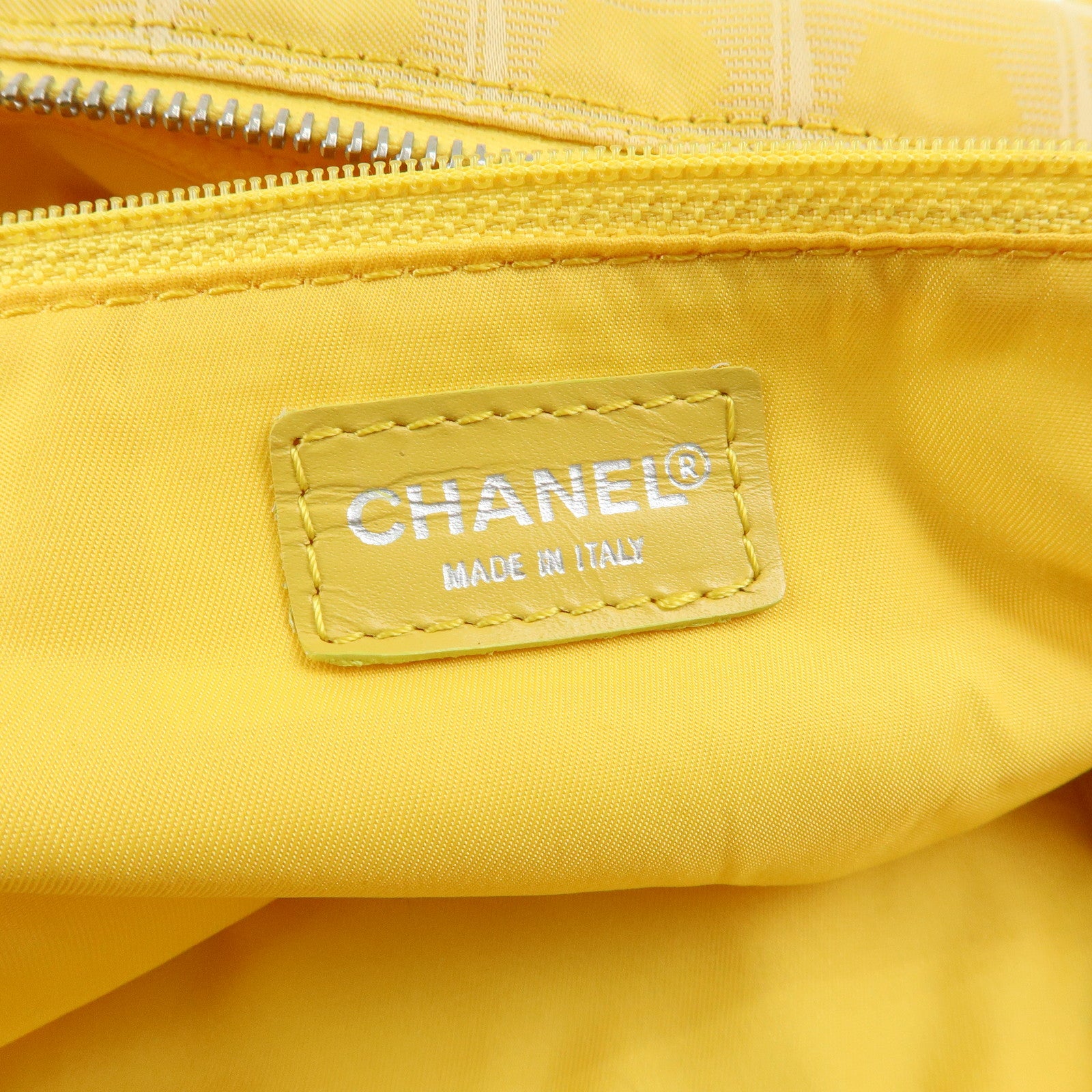 CHANEL New Travel Line Nylon Jacquard Leather Drum Bag Yellow