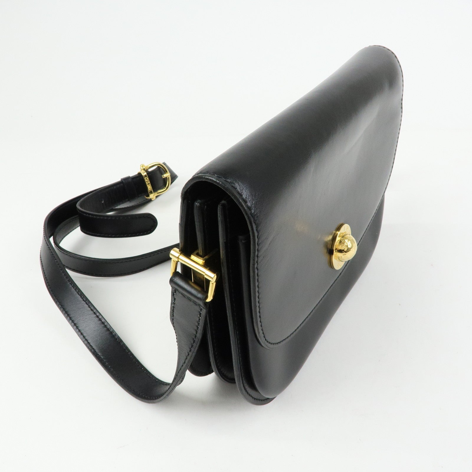 CELINE Leather Shoulder Bag Crossbody Bag Black