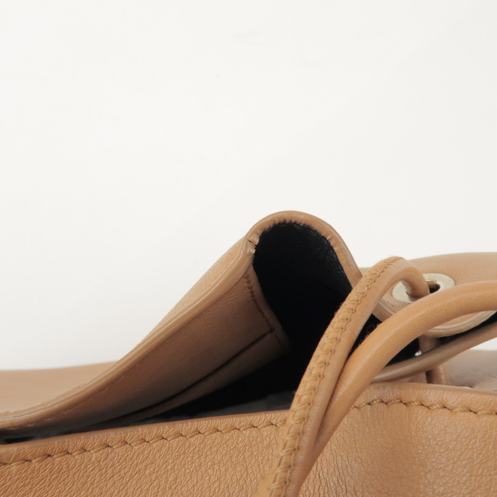 JIL SANDER Drawstring Leather Shoulder Crossbody Bag Light Brown