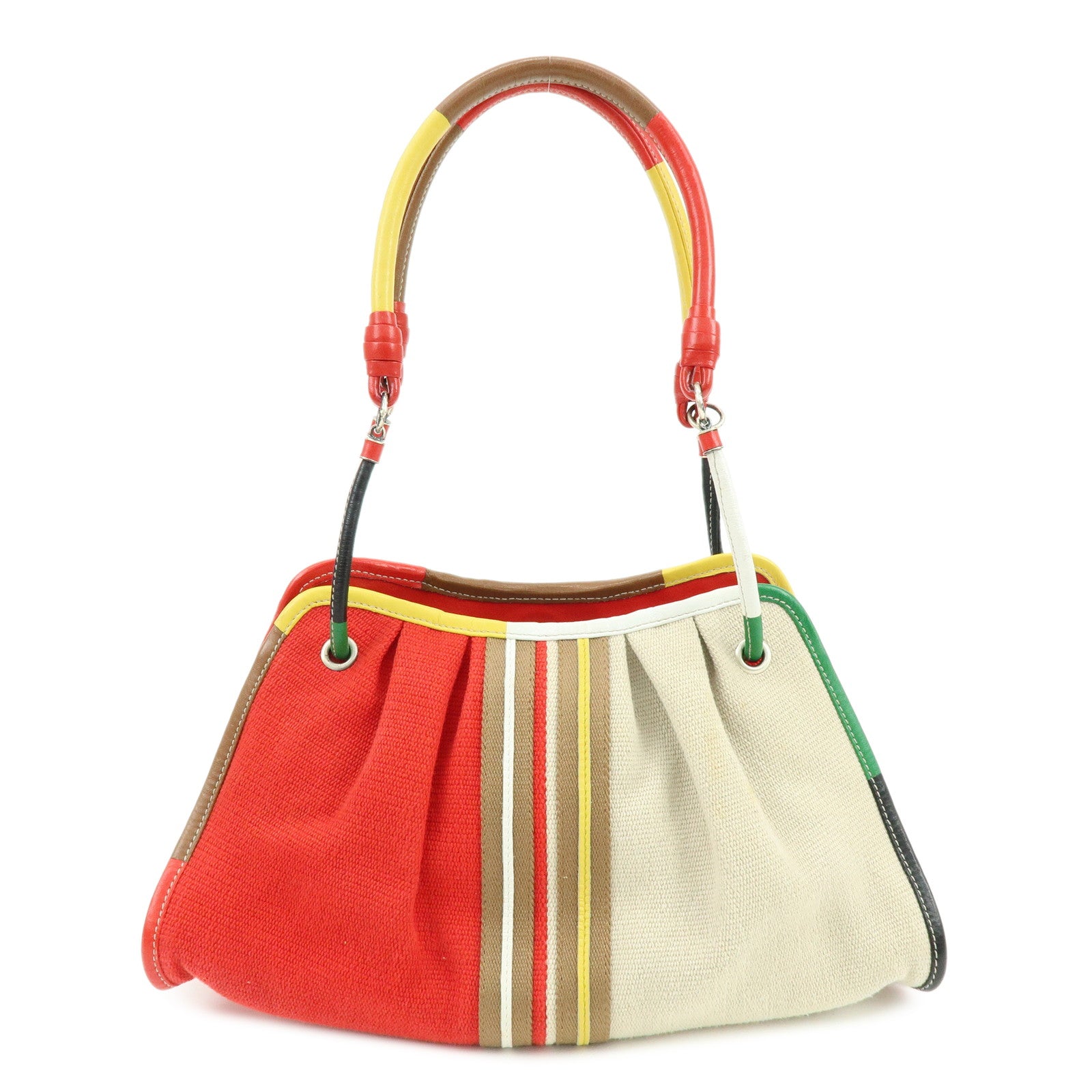 BOTTEGA VENETA Canvas Leather Shoulder Bag Hand Bag Multicolor