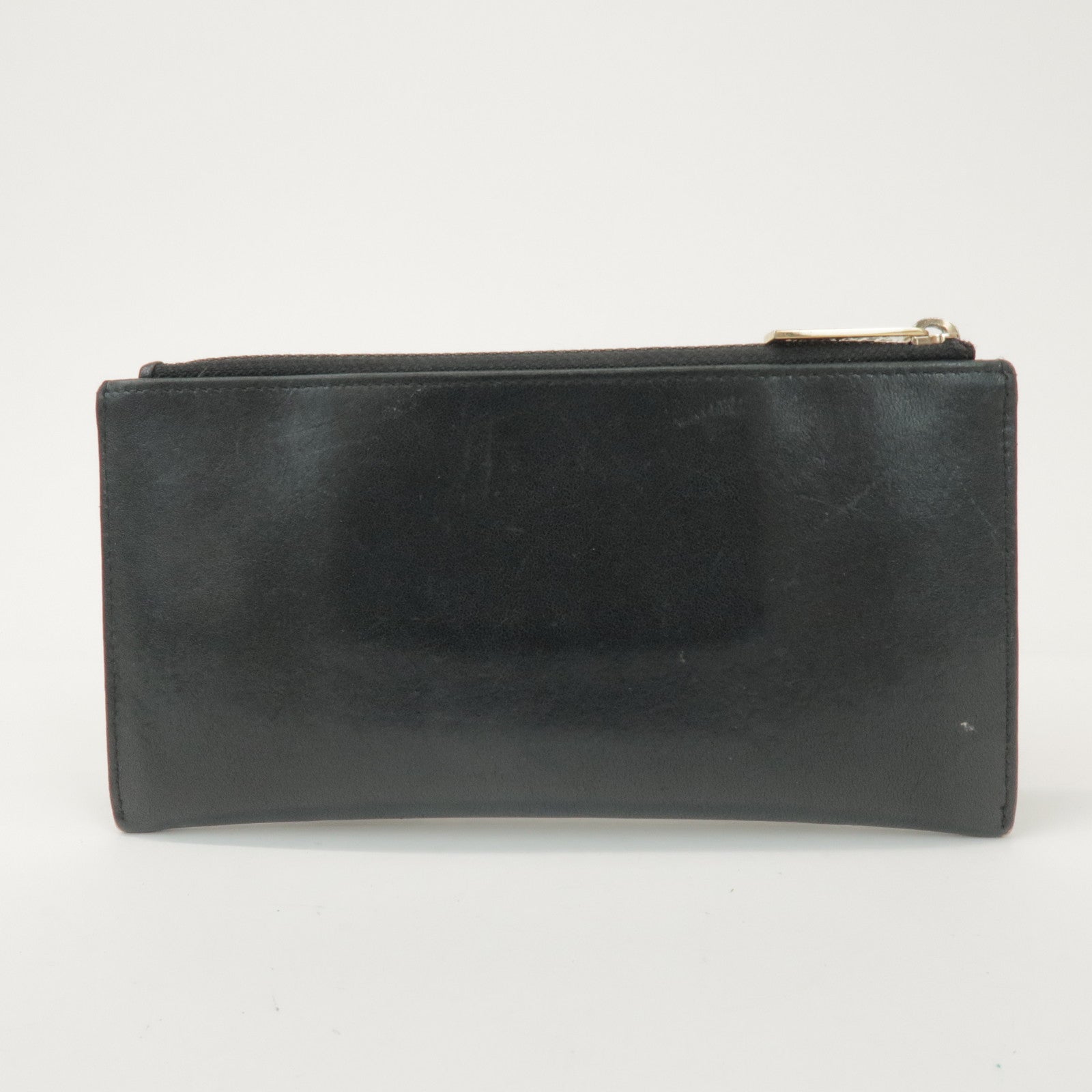 CHANEL COCO Mark Calf Leather Long Wallet Black