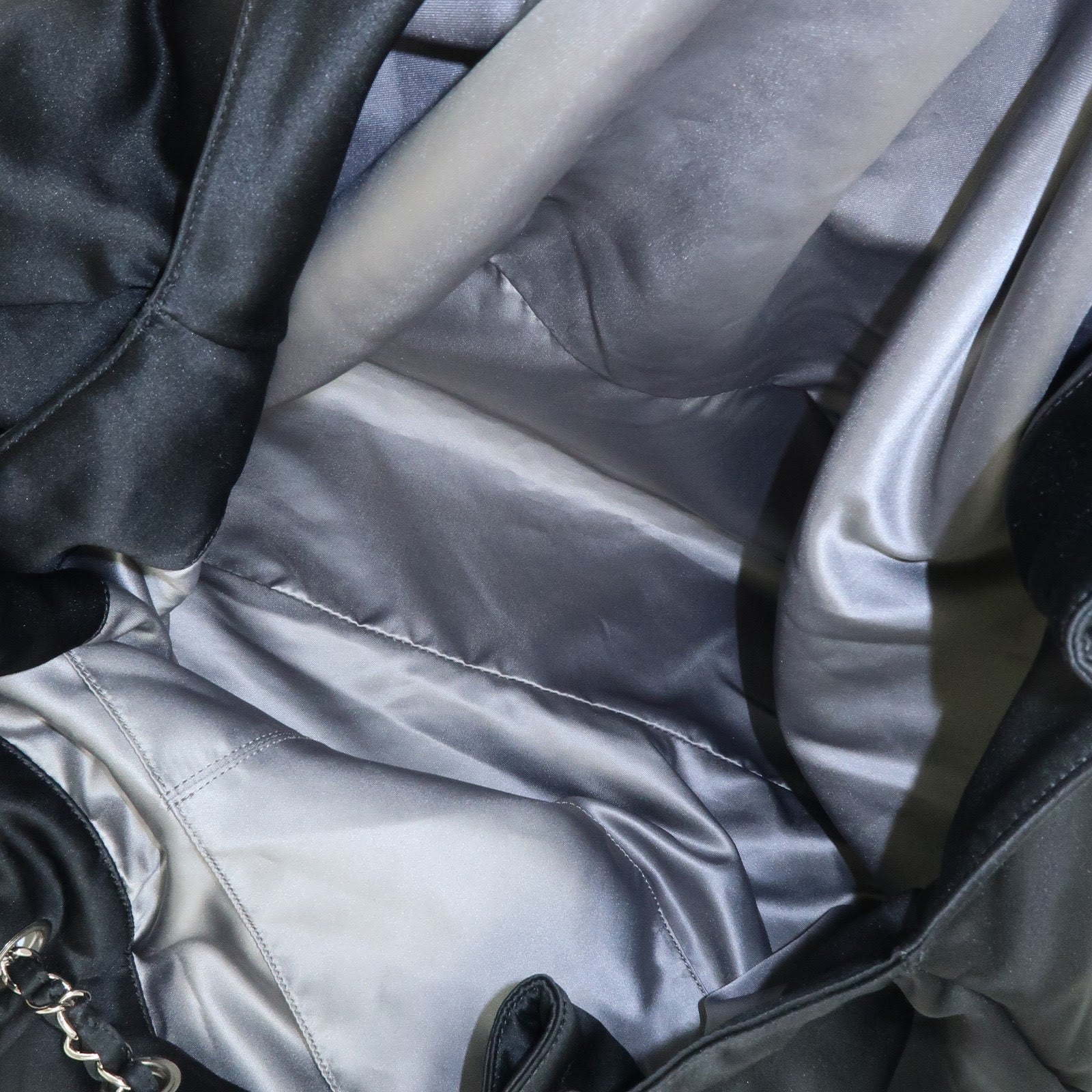 CHANEL Melrose Cabas Cotton Jersey Shoulder Bag Black Used