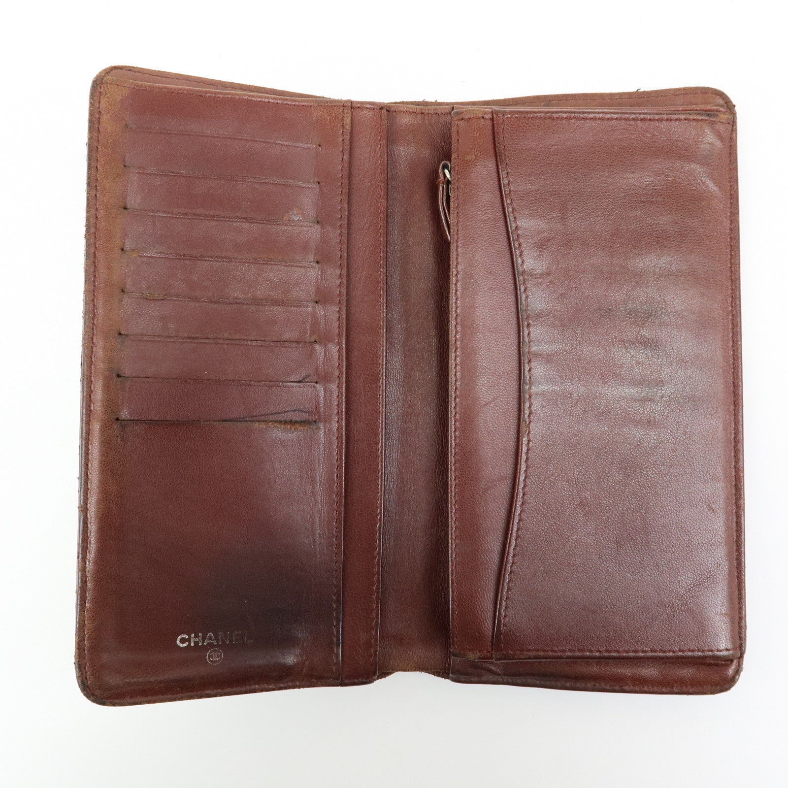 CHANEL Matelasse COCO Mark Lamb Skin Long Wallet Black