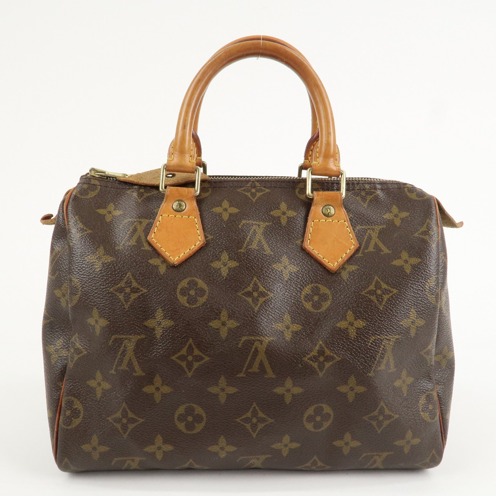 Louis Vuitton Monogram Canvas Leather Speedy 25 Boston Bag M41528