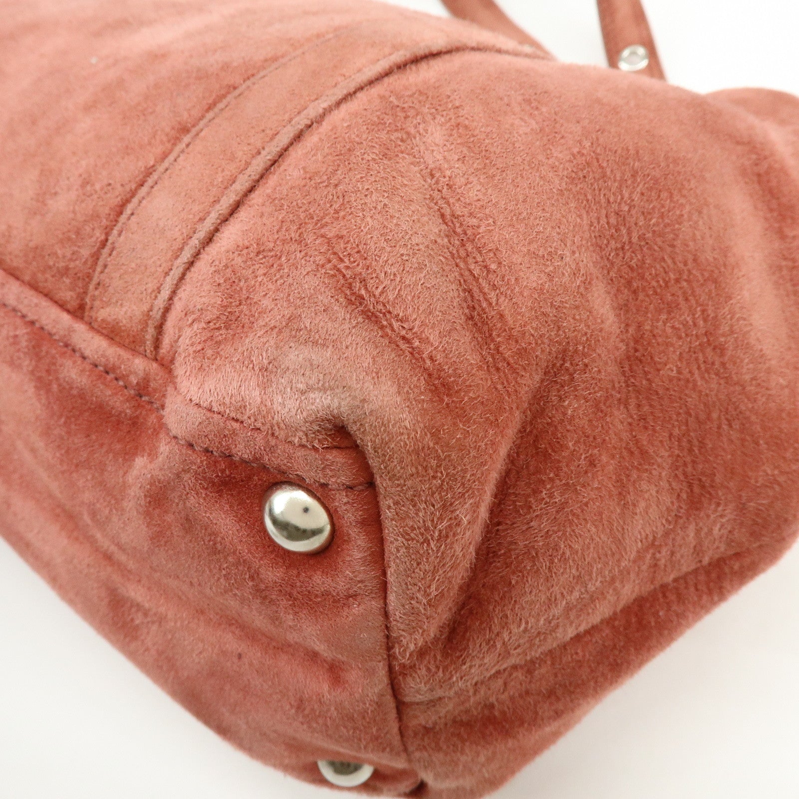 PRADA Suede Boston Bag Hand Bag Pink BR2630