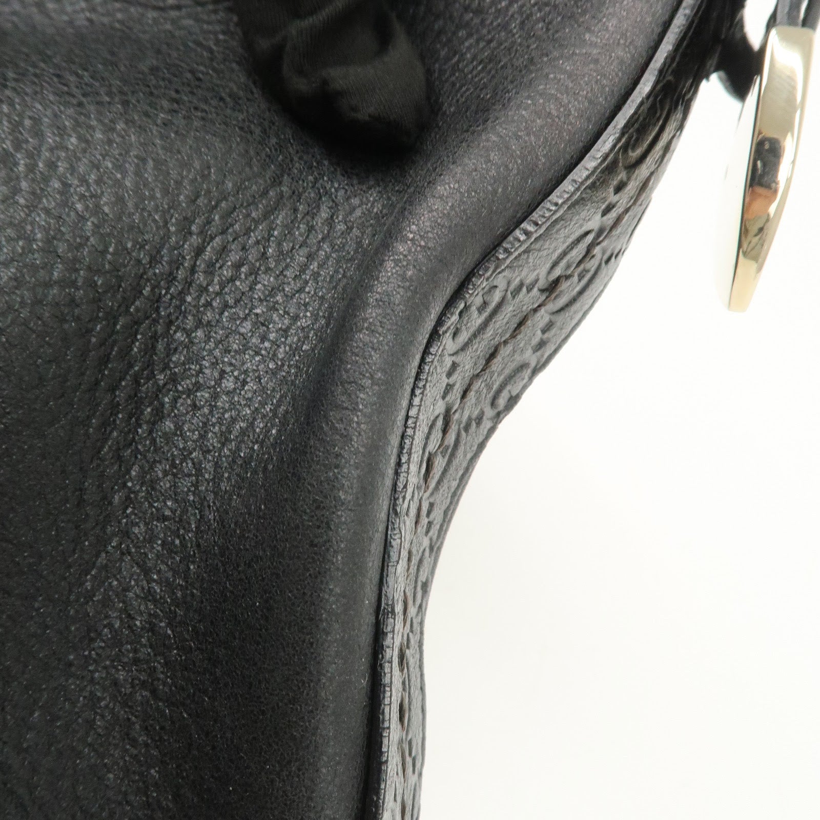 GUCCI Guccissima Leather Shoulder Bag Hand Bag Black 181515 Used