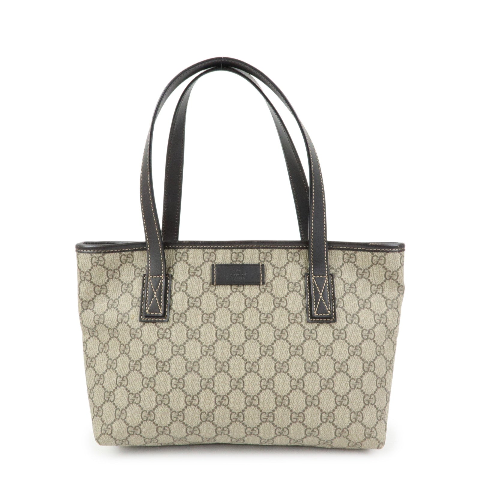 GUCCI GG Supreme Leather Tote Bag Shoulder Bag Beige Brown 211138