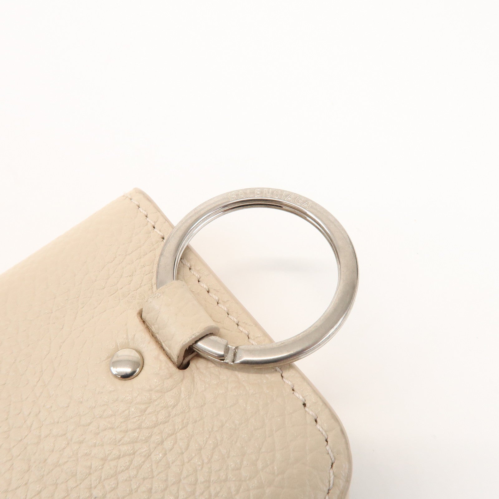 BALENCIAGA CASH Leather 6 Rings Key Case Key Holder Beige