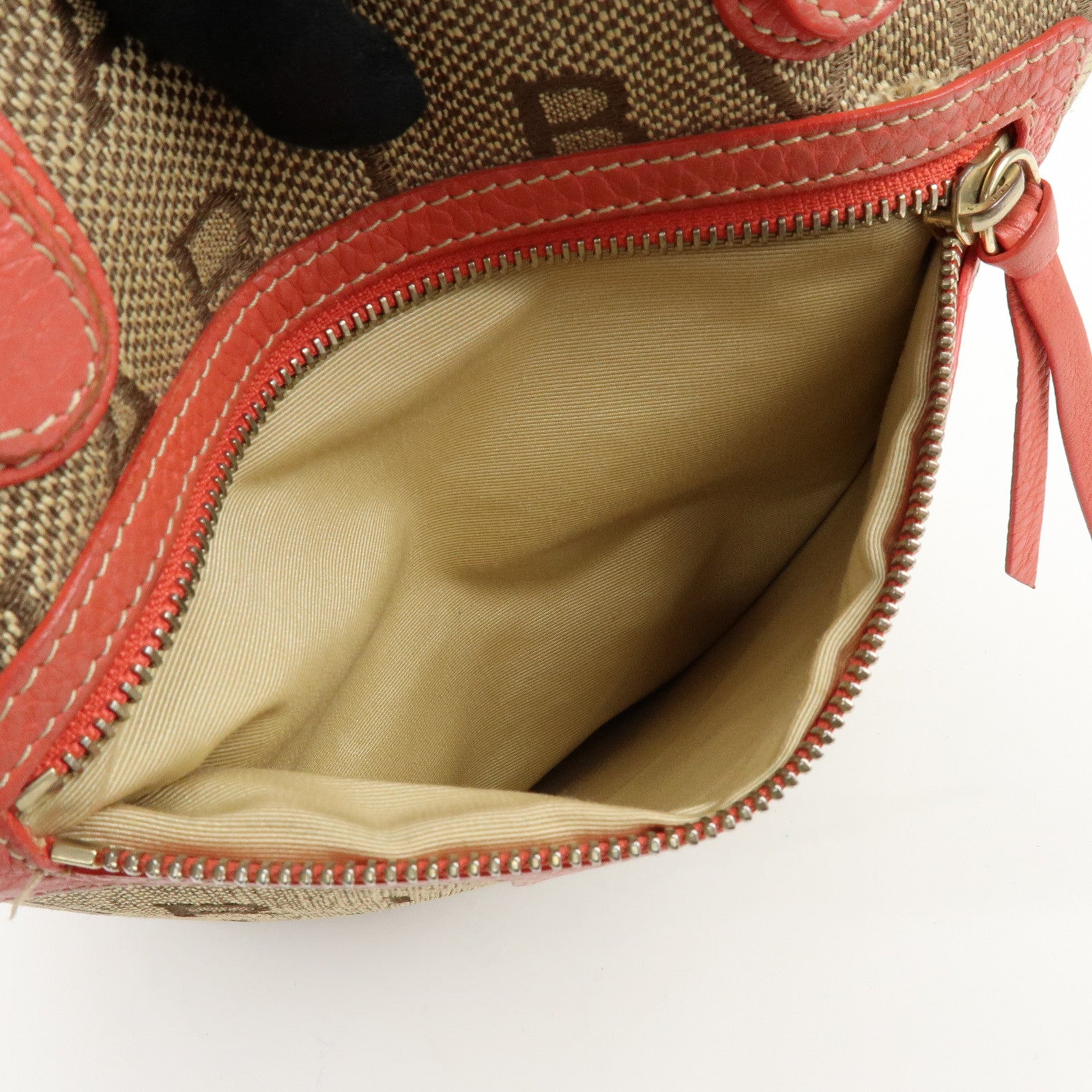 BVLGARI Logo Mania Jacquard Leather Tote Bag Hand Bag Beige Red