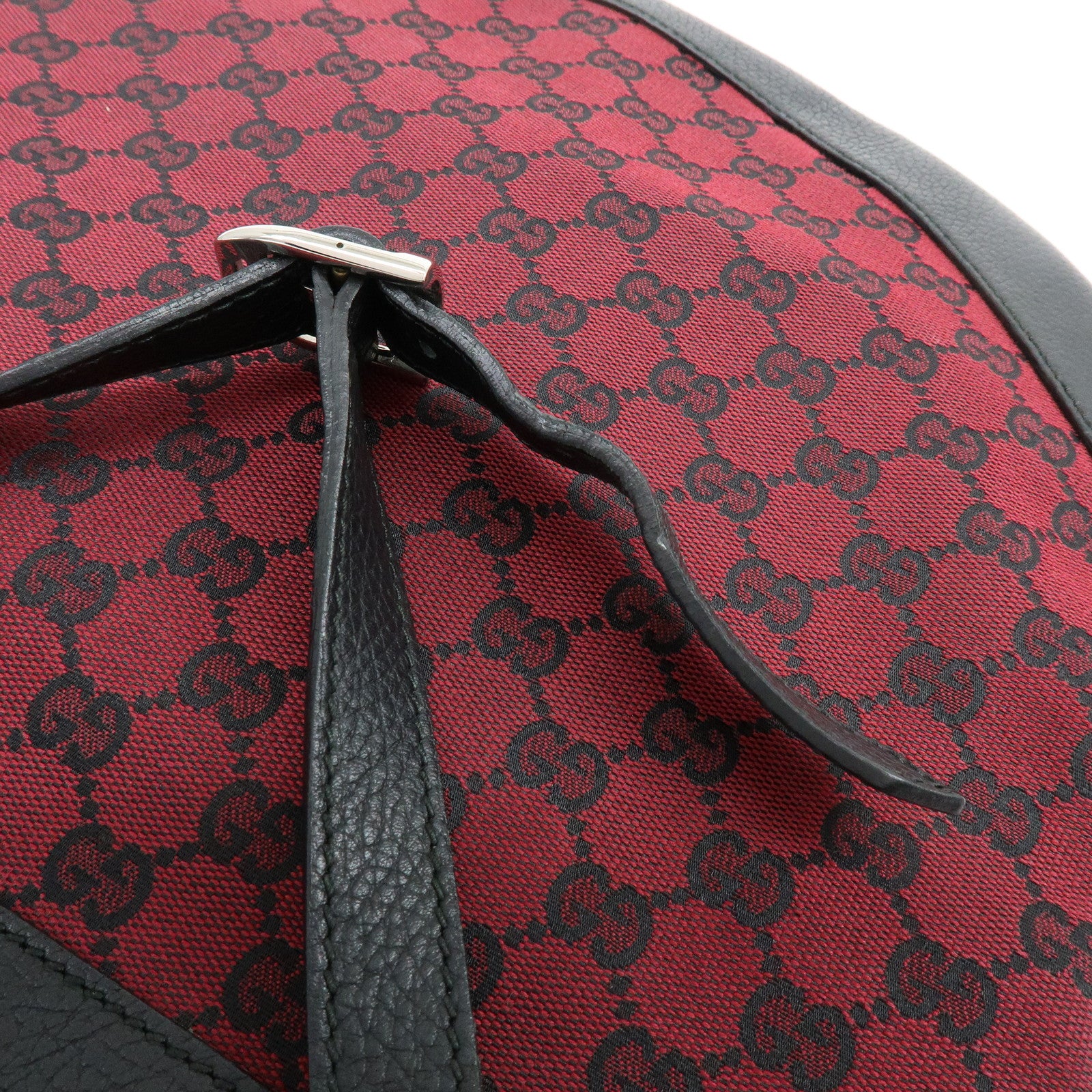 GUCCI GG Canvas Leather Shoulder Bag Crossbody Bag Red Black 272380