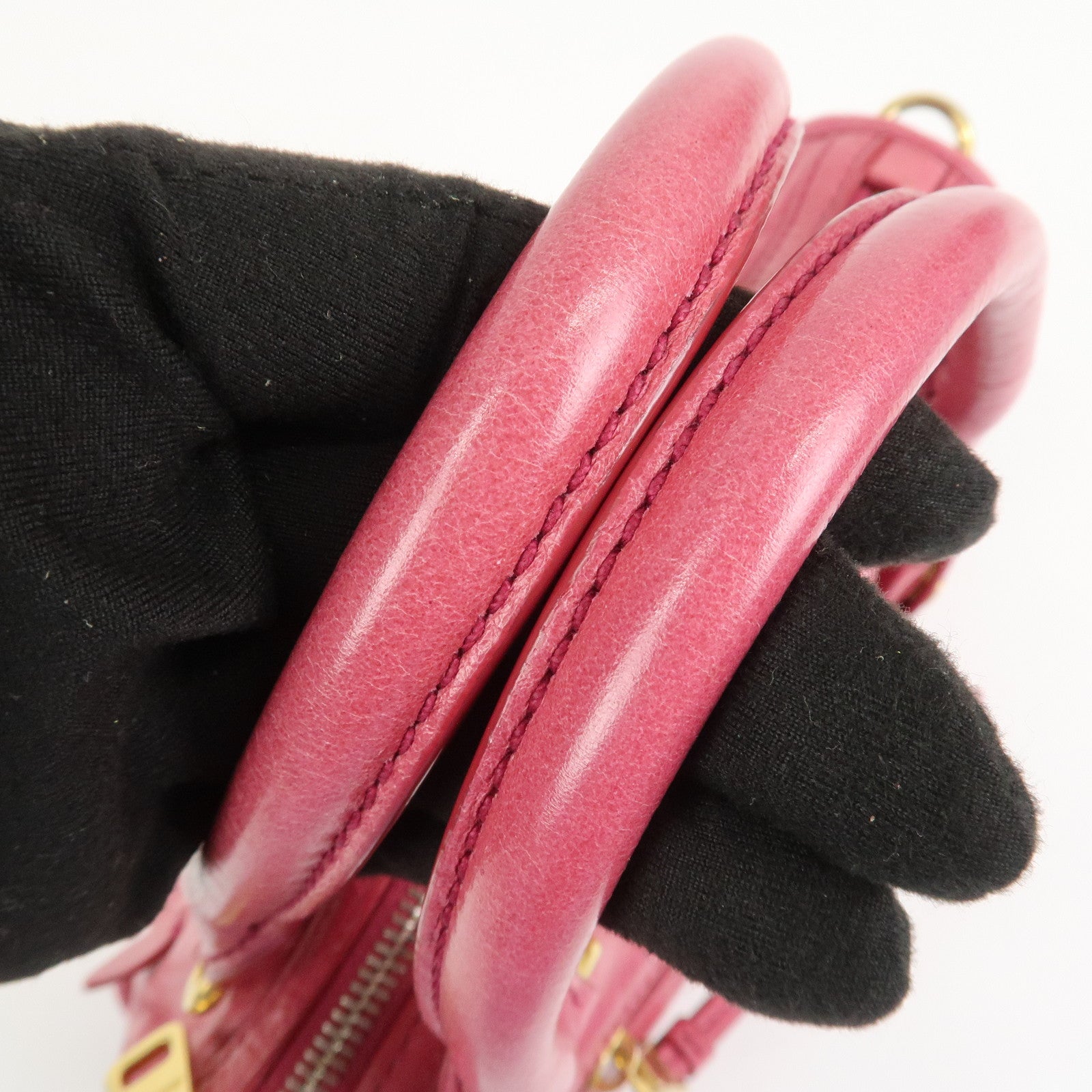 MIU MIU Logo Leather 2Way Bag Hand Bag Shoulder Bag Pink 5BB104