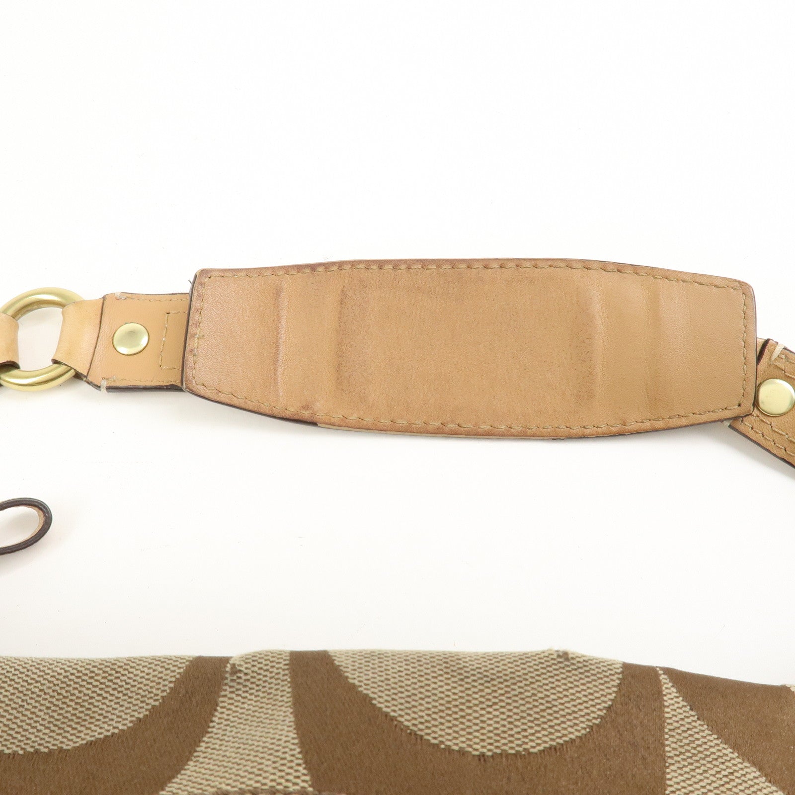 COACH Signature Canvas Leather Shoulder Hand Bag Beige