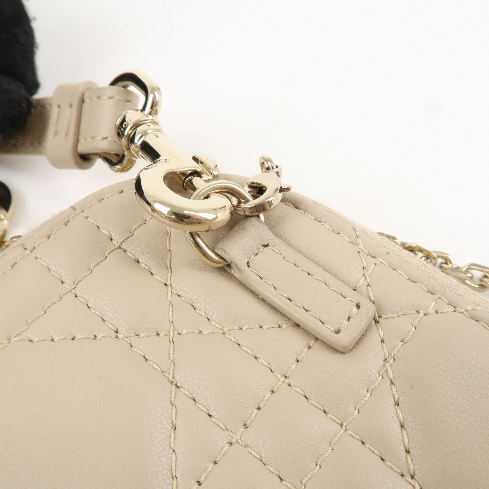 Christian Dior Lady Dior Call'in Dior Cannage Lamb Skin Phone Holder Used