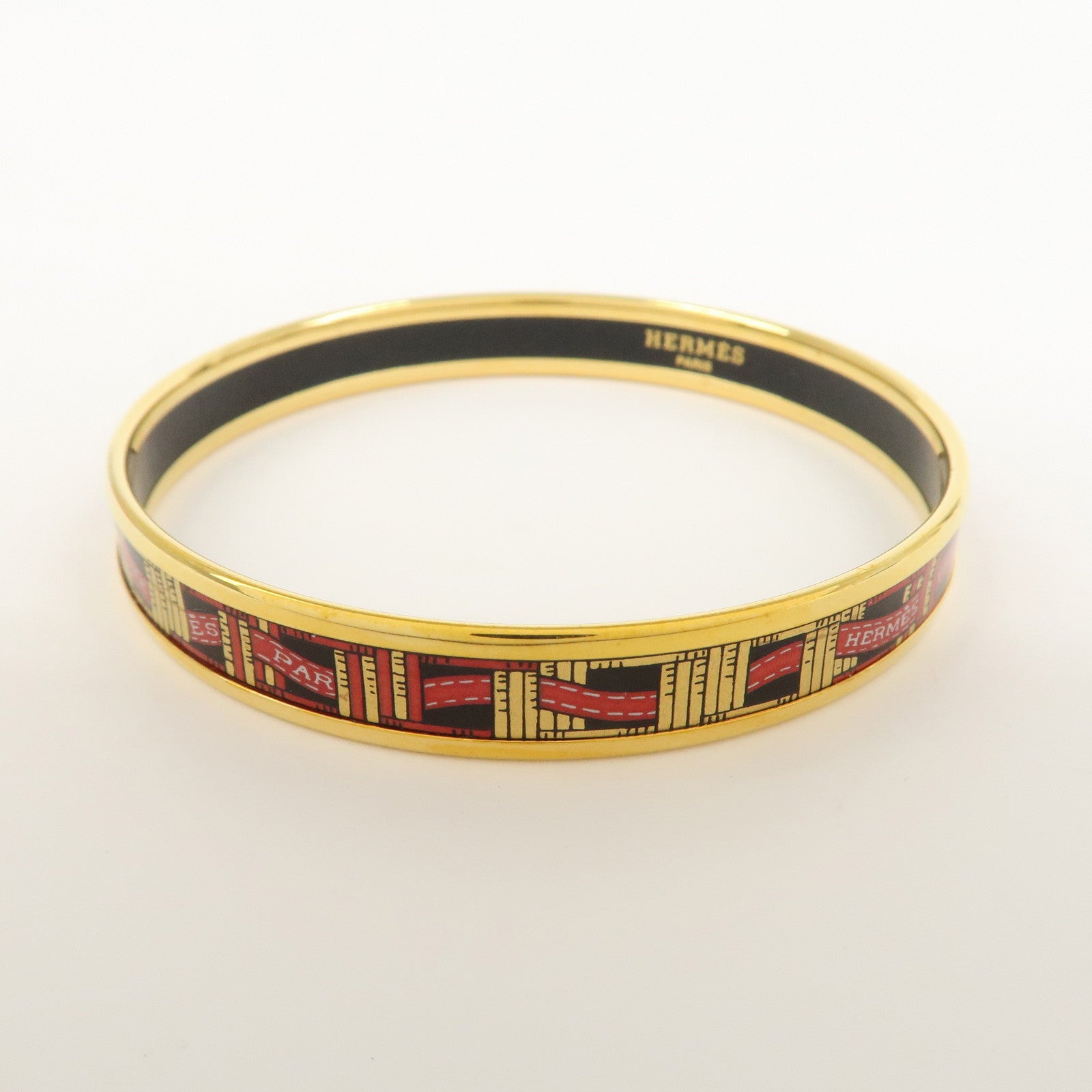 HERMES Email PM Bracelet Bangle Red Black
