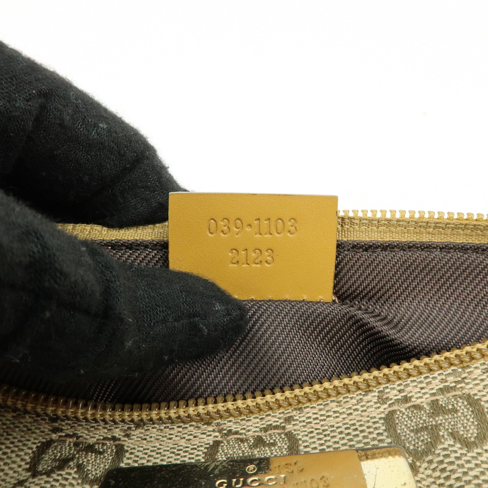 GUCCI Boat Bag GG Canvas Leather Hand Bag Beige Yellow 039・1103