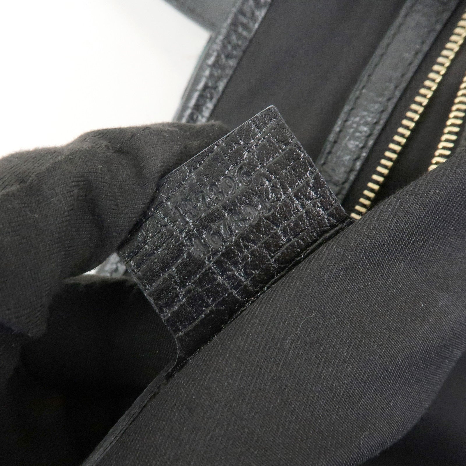 GUCCI Sherry GG Canvas Leather Tote Shoulder Bag Black 137396