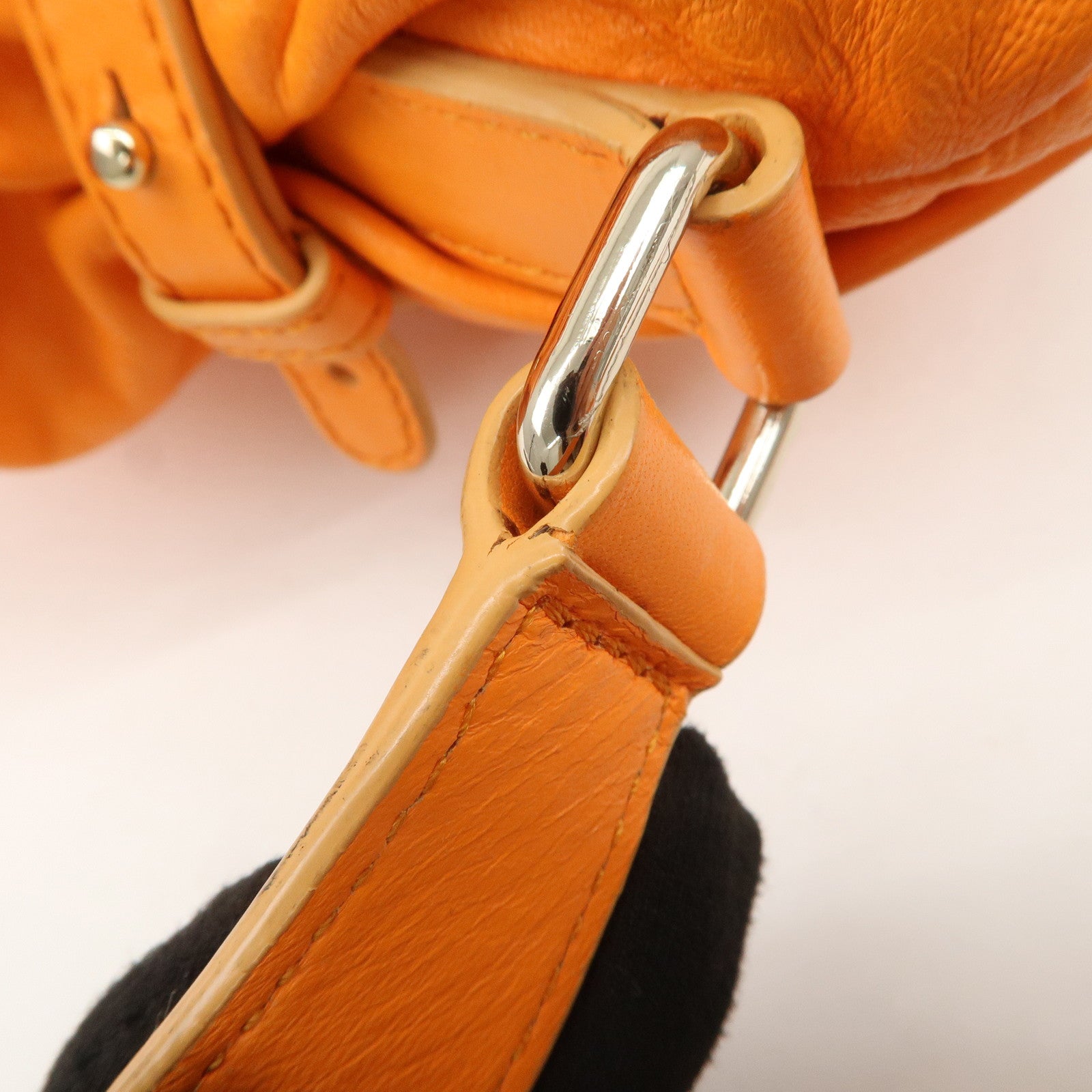 CELINE Macadam Leather 2Way Bag Hand Bag Shoulder Bag Orange